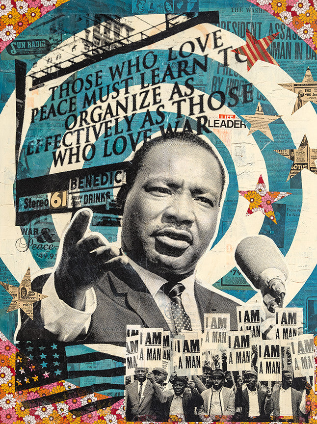 Robert Mars &quot;I Am A Man&quot; - Martin Luther King Jr. - Original Mixed Media and Resin on Wood