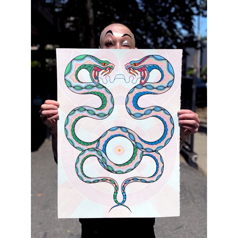 Bonethrower - &quot;Cosmic Snake Duel&quot; - Archival Print, Limited Edition of 50 - 18 x 24&quot;
