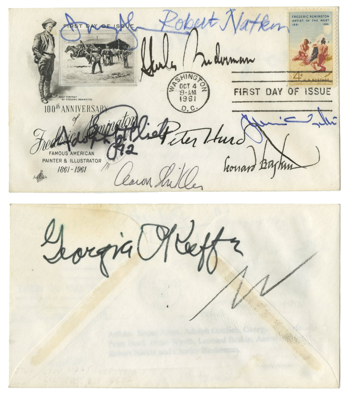 Jasper Johns, Georgia O&#39;Keeffe &amp; 7 Other Icons - Signed First Day Cover - 1961