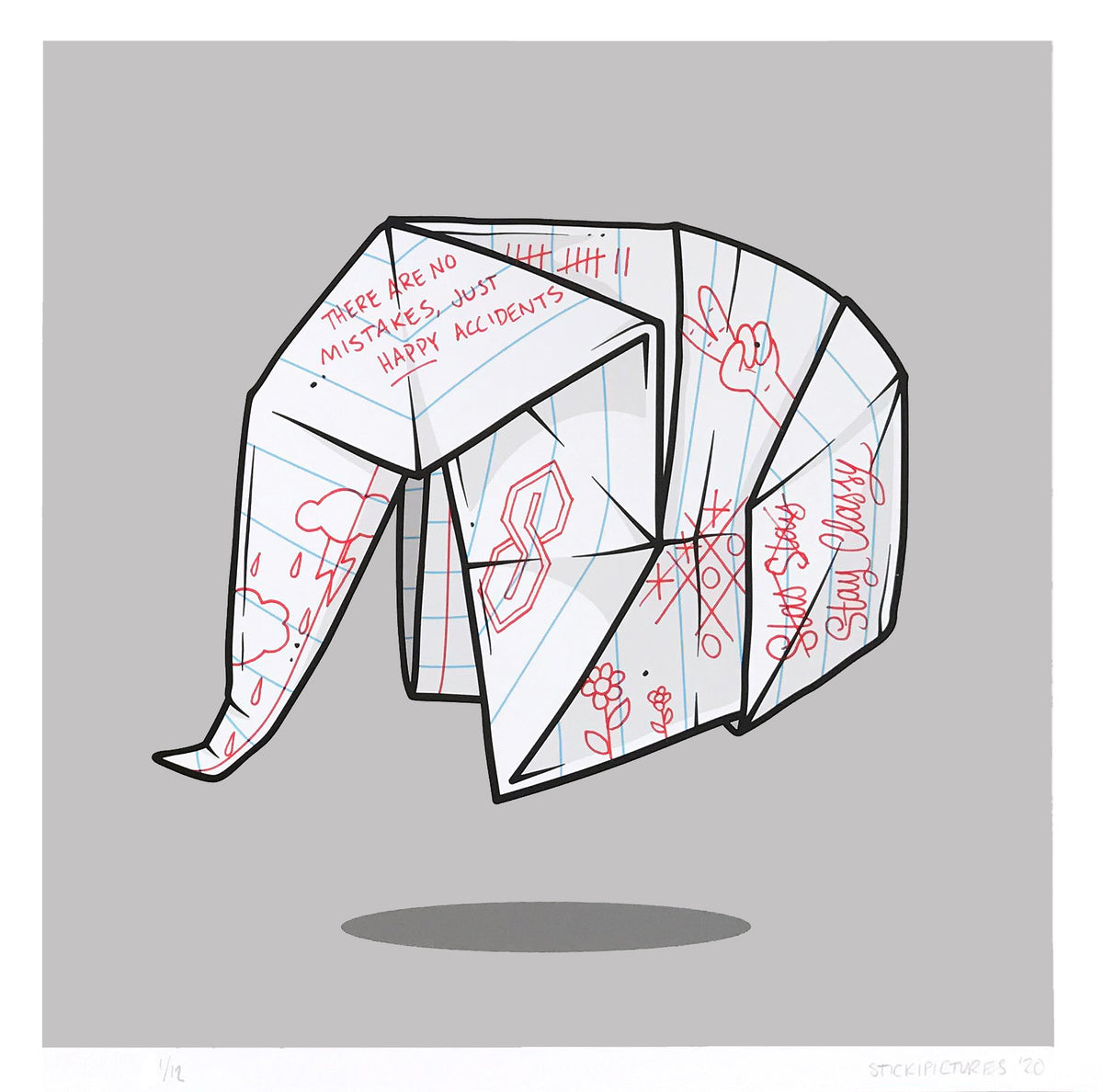 Stickipictures &quot;Elephant&quot; - Hand-Embellished Edition of 12 - 12 x 12&quot;
