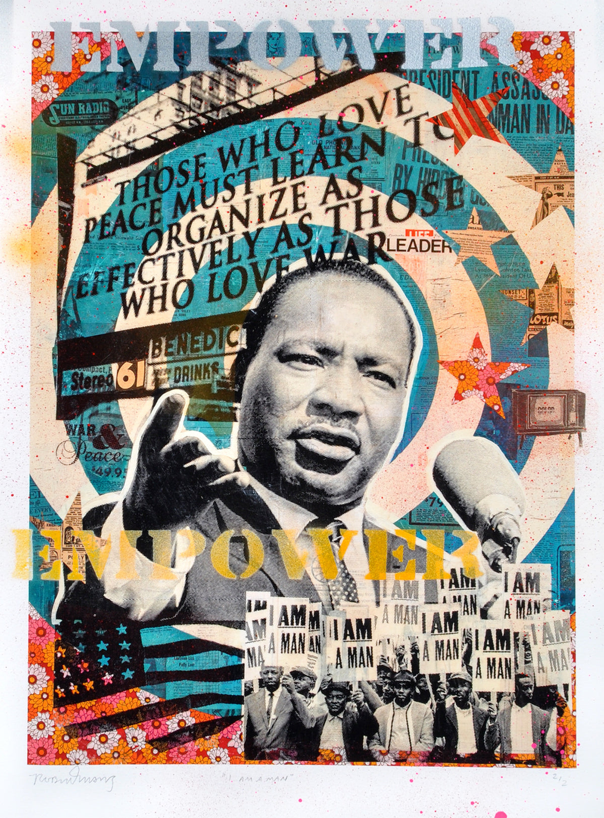 Robert Mars &quot;I Am A Man&quot; - Martin Luther King Jr. - HAND-EMBELLISHED UNIQUE PRINT #2/2