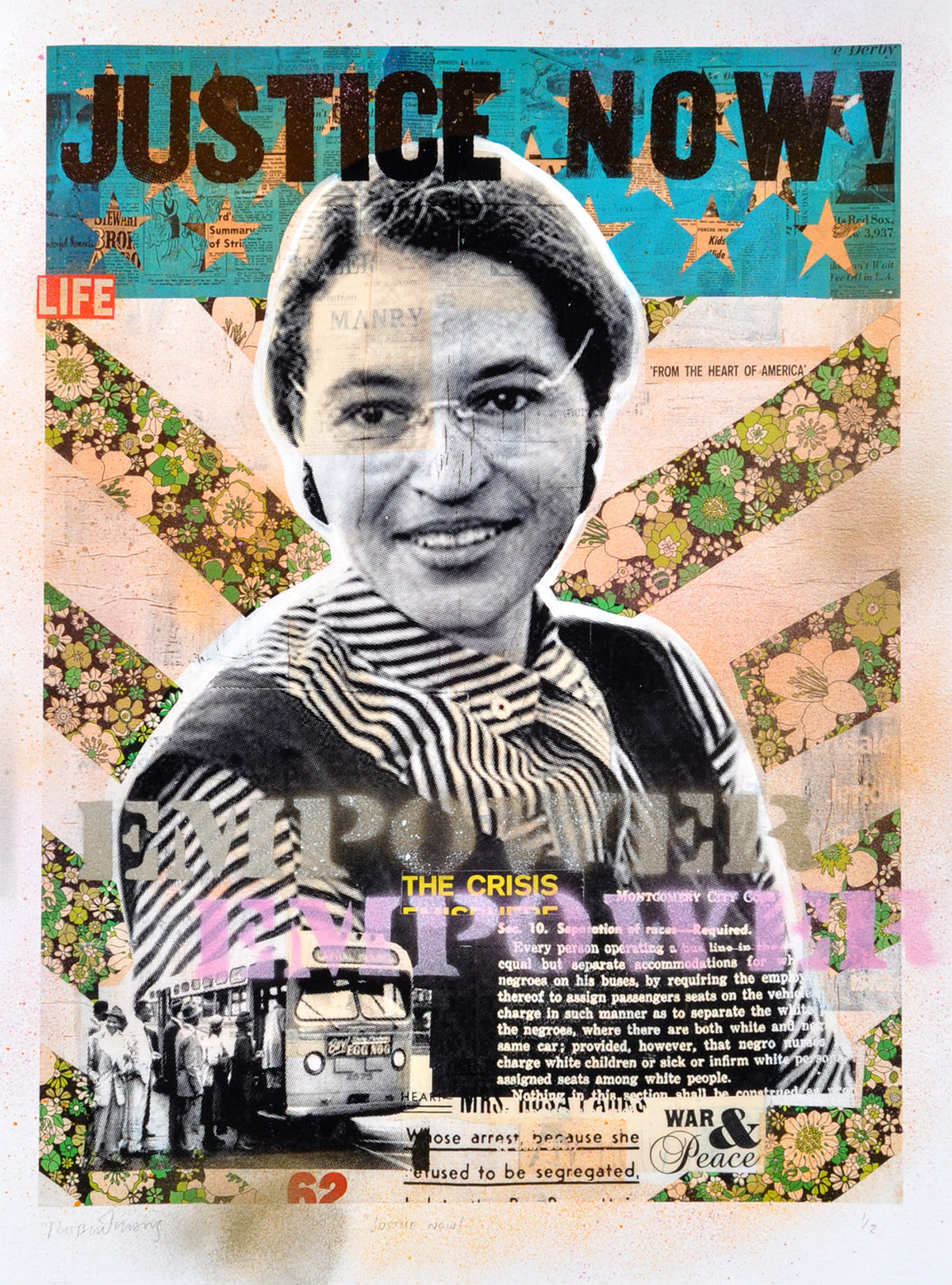 Robert Mars &quot;Justice Now!&quot; - Rosa Parks - HAND-EMBELLISHED UNIQUE PRINT #1/2