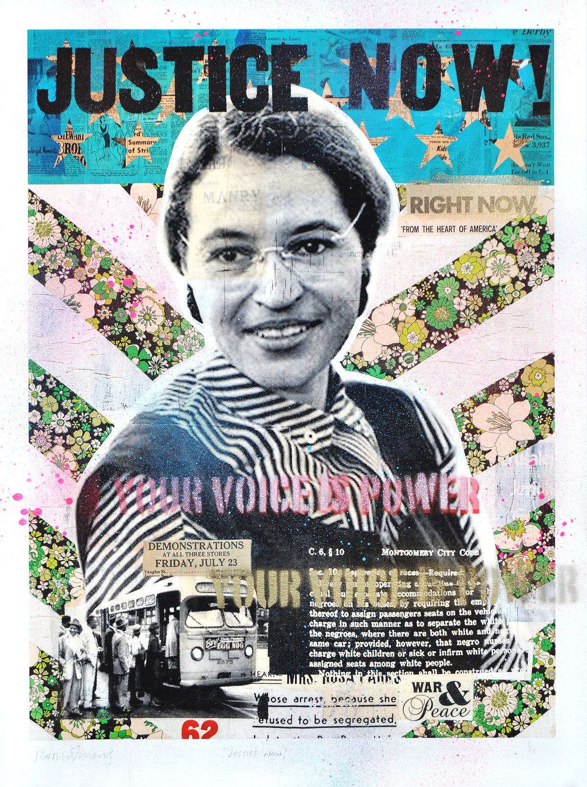 Robert Mars &quot;Justice Now!&quot; - Rosa Parks - HAND-EMBELLISHED UNIQUE PRINT #2/2