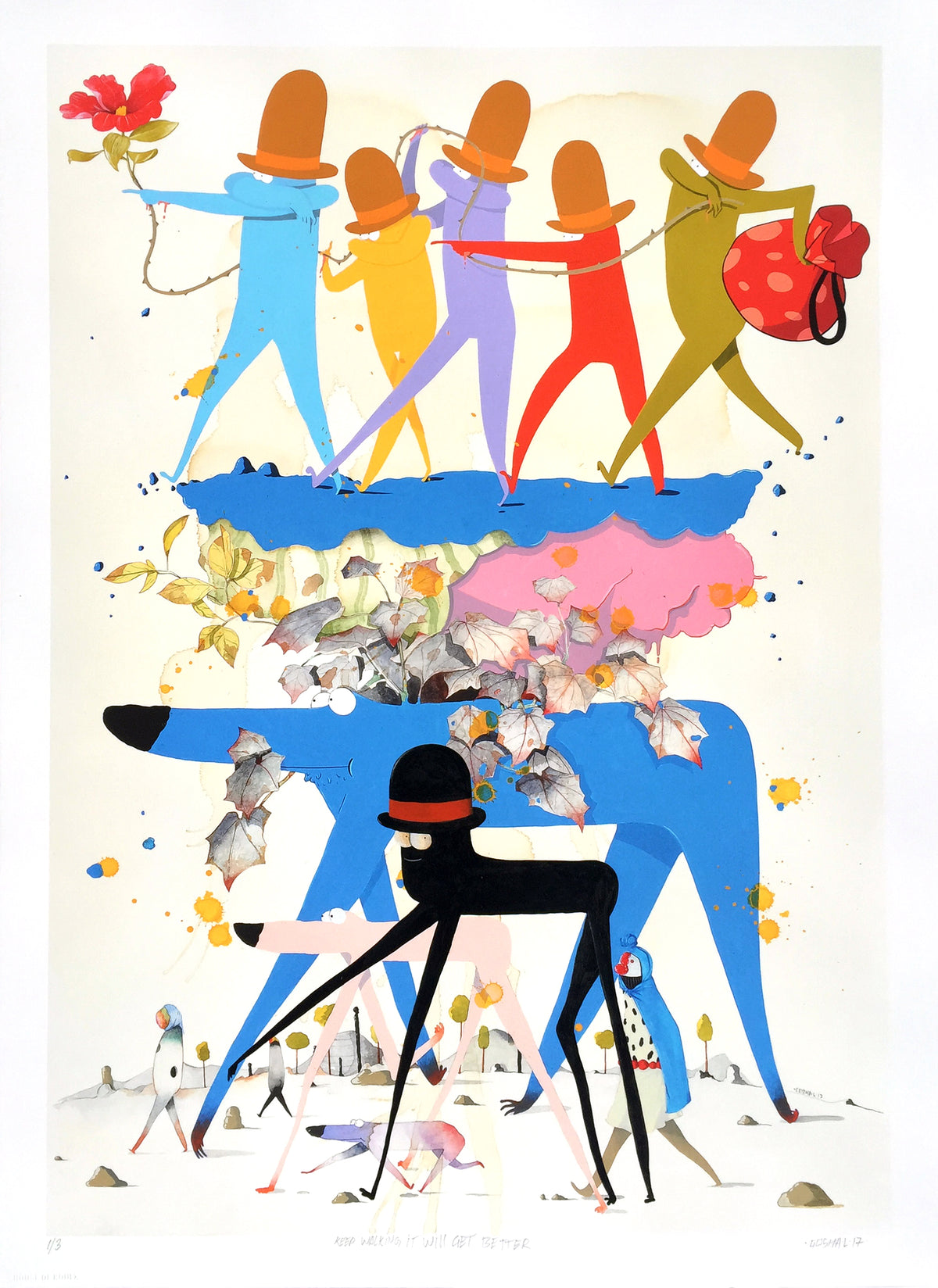 Gosha Levochkin &quot;Keep Walking It Will Get Better&quot; - Hand-Embellished Unique Print, #1/3 - 18 x 24&quot;