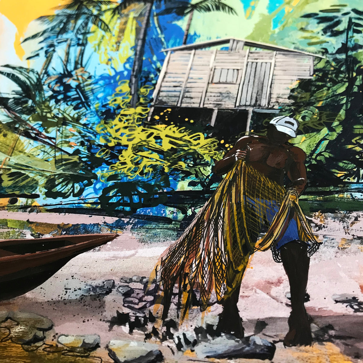 Felipe Ortiz &quot;Pacifico&quot; - Hand-Embellished Unique Variant, #2/3 - 17 x 17&quot;