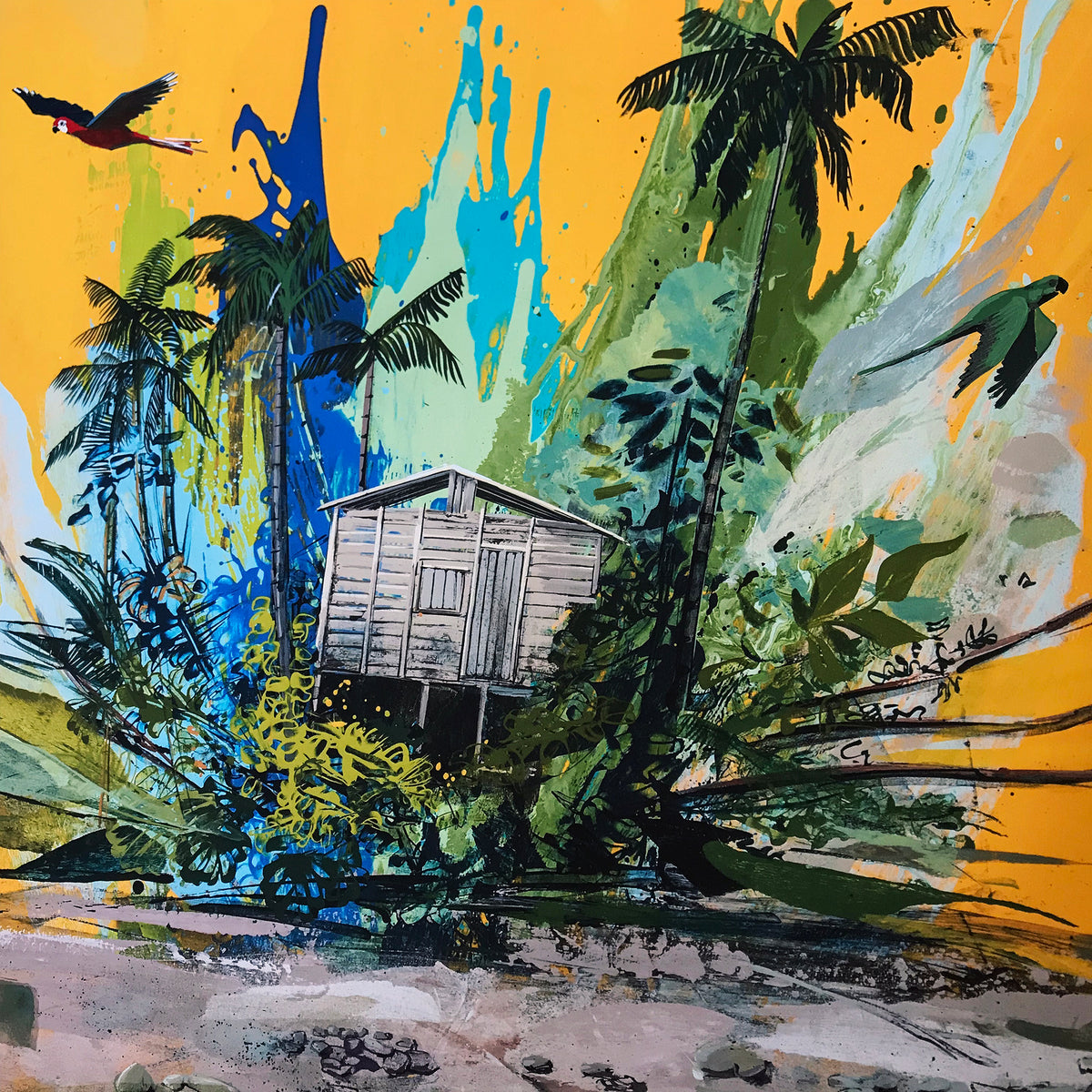 Felipe Ortiz &quot;Pacifico&quot; - Hand-Embellished Unique Variant, #3/3 - 17 x 17&quot;