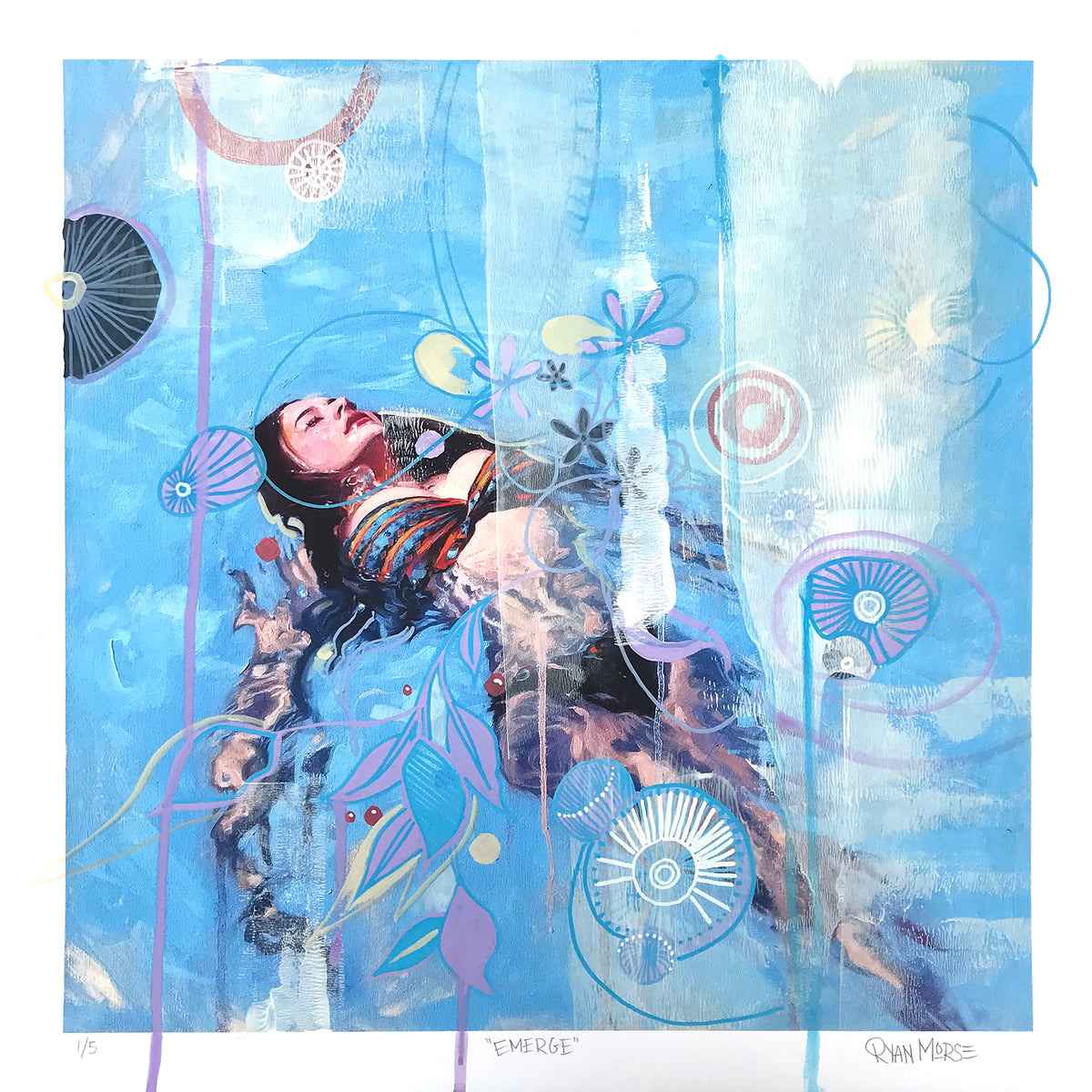 Ryan Morse &quot;Emerge&quot; - Hand-Embellished Unique Variant, #1/5 - 17 x 17&quot;