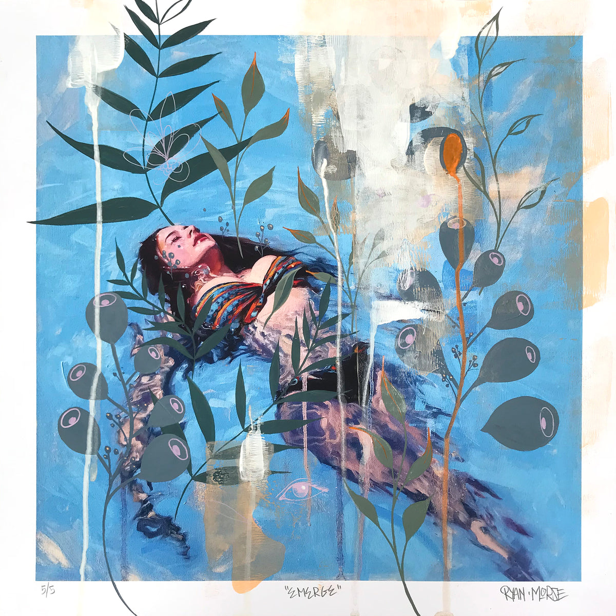 Ryan Morse &quot;Emerge&quot; - Hand-Embellished Unique Variant, #5/5 - 17 x 17&quot;