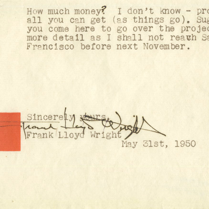 Frank Lloyd Wright - Signed Letter (TLS) - 1950