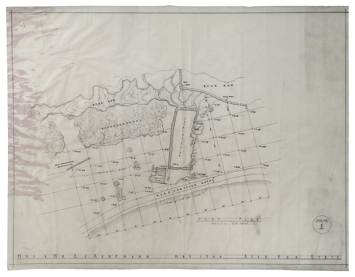 Frank Lloyd Wright - Original &#39;Fallingwater&#39; Architectural Drawing