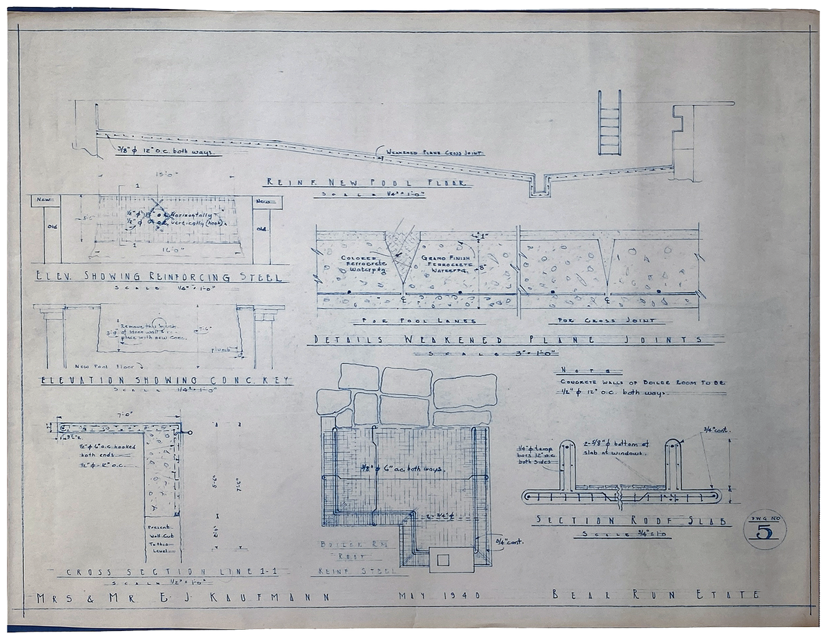 Frank Lloyd Wright - Original &#39;Fallingwater&#39; Working Blueprint