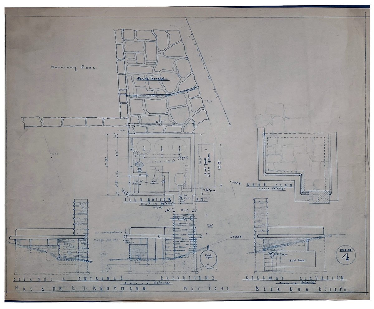 Frank Lloyd Wright - Original &#39;Fallingwater&#39; Working Blueprint