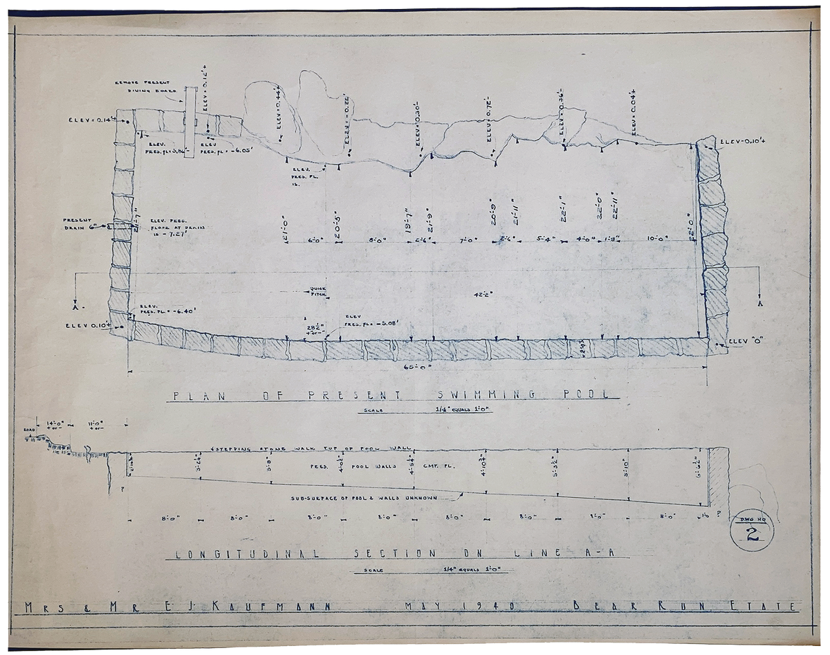 Frank Lloyd Wright - Original &#39;Fallingwater&#39; Working Blueprint