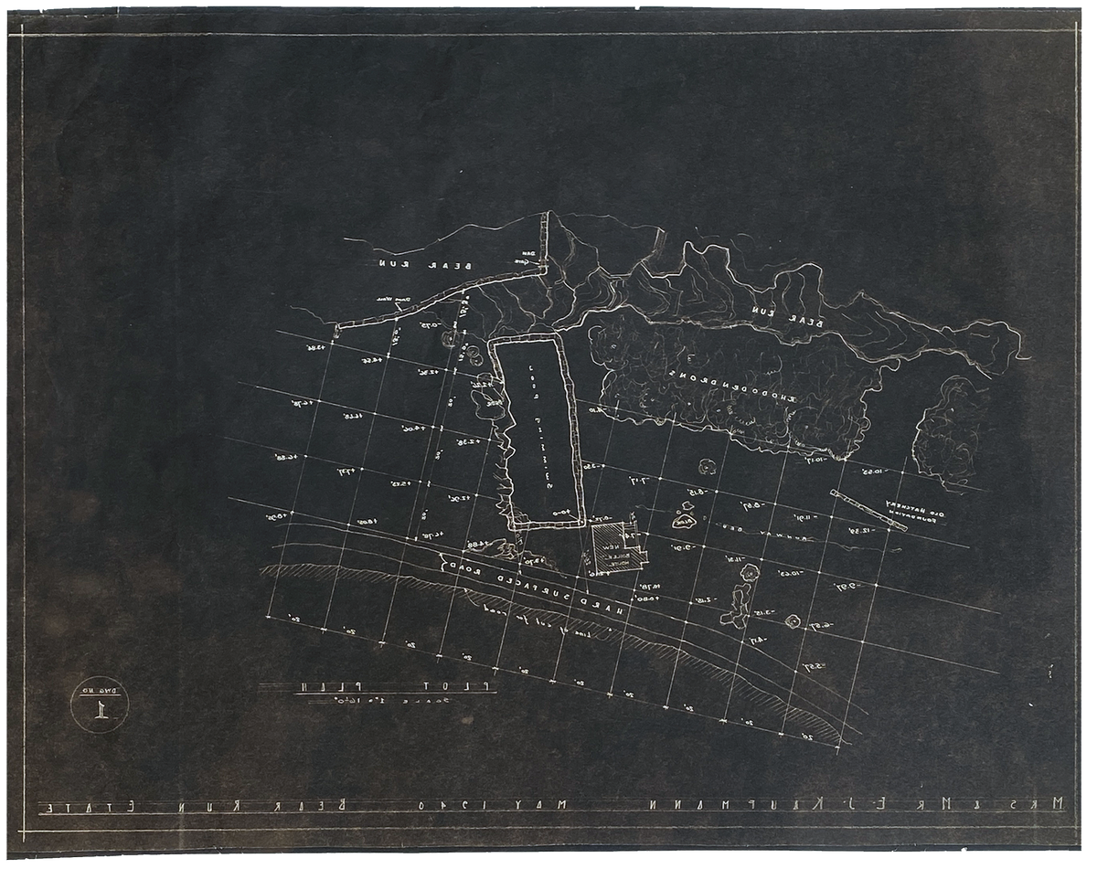 Frank Lloyd Wright - Original &#39;Fallingwater&#39; Working Blueprint Reverse Copy