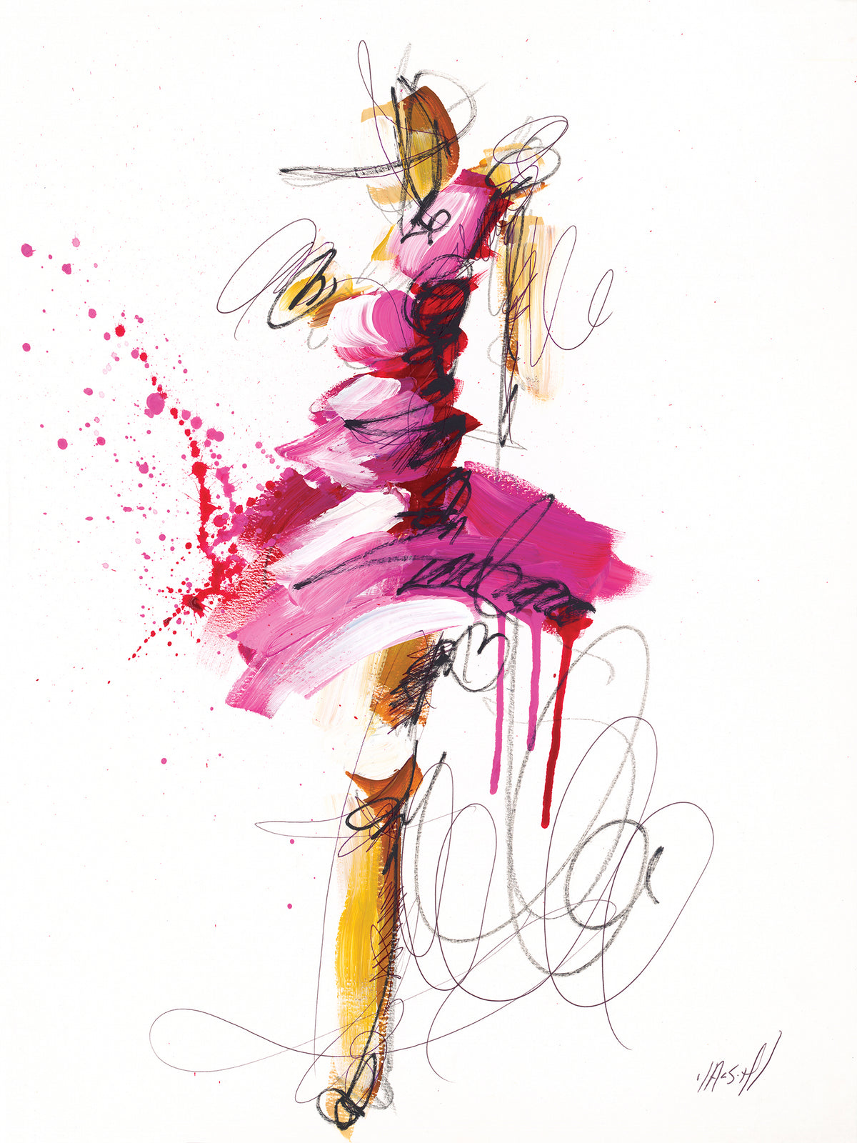 Ash Almonte &quot;Feel the Thunder&quot; - Original Acrylic Painting on Paper - 18 x 24&quot;