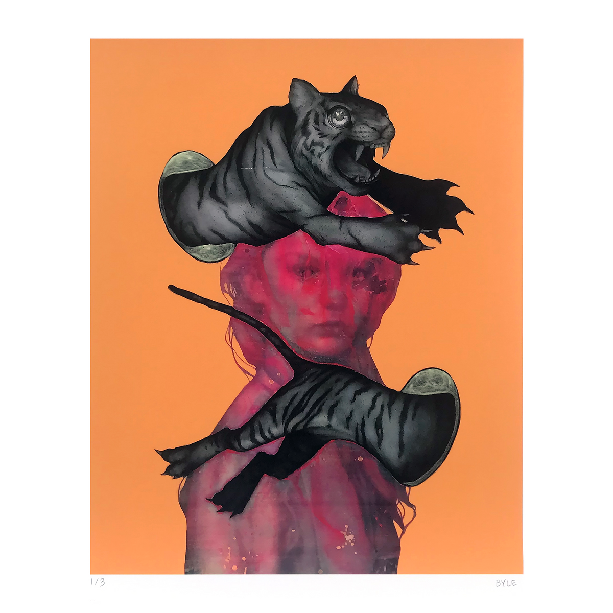 Matt Byle &quot;Ferocious&quot; - Hand-Embellished Edition of 3 - 14 x 17&quot;