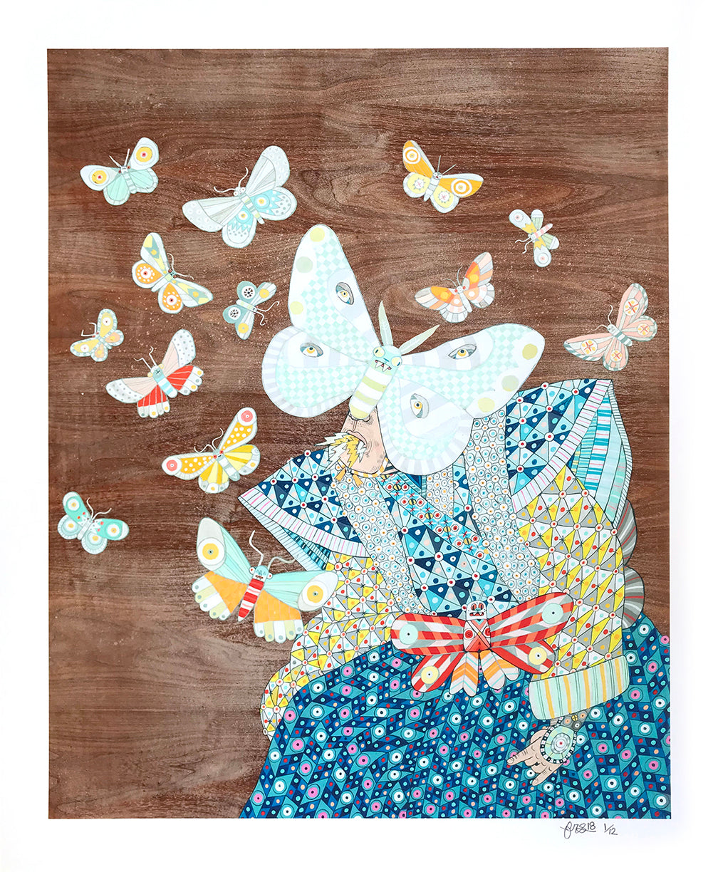 Ferris Plock &quot;The Mothman &amp; the Butterflies&quot; - Archival Print, Limited Edition of 12 - 14 x 17&quot;