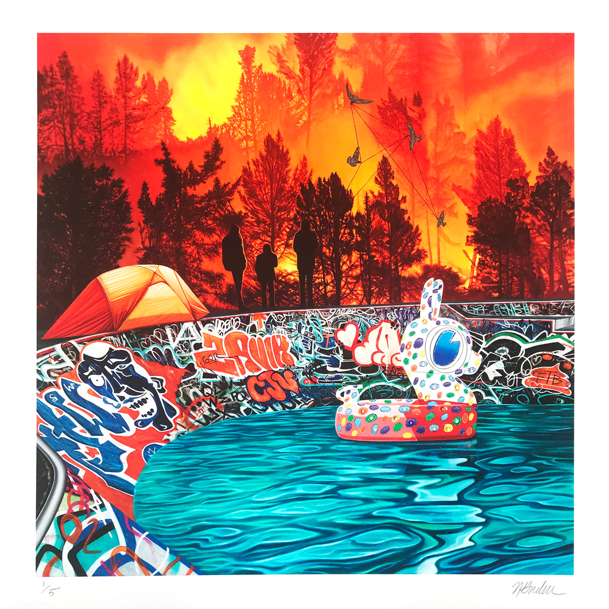 Nicole Gordon &quot;I Go Where I&#39;m Led&quot; - Hand-Embellished Edition of 5 - 17 x 17&quot;