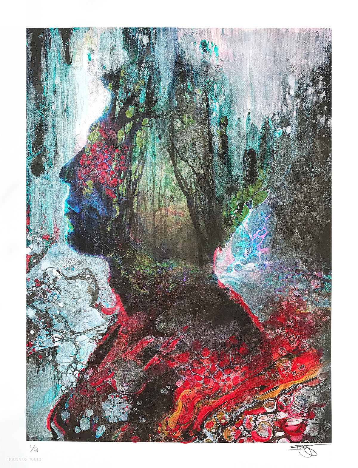 Barrett Biggers &quot;Forest Flow&quot; - Hand-Embellished Variant, 1 of 3 - 13 x 17&quot;