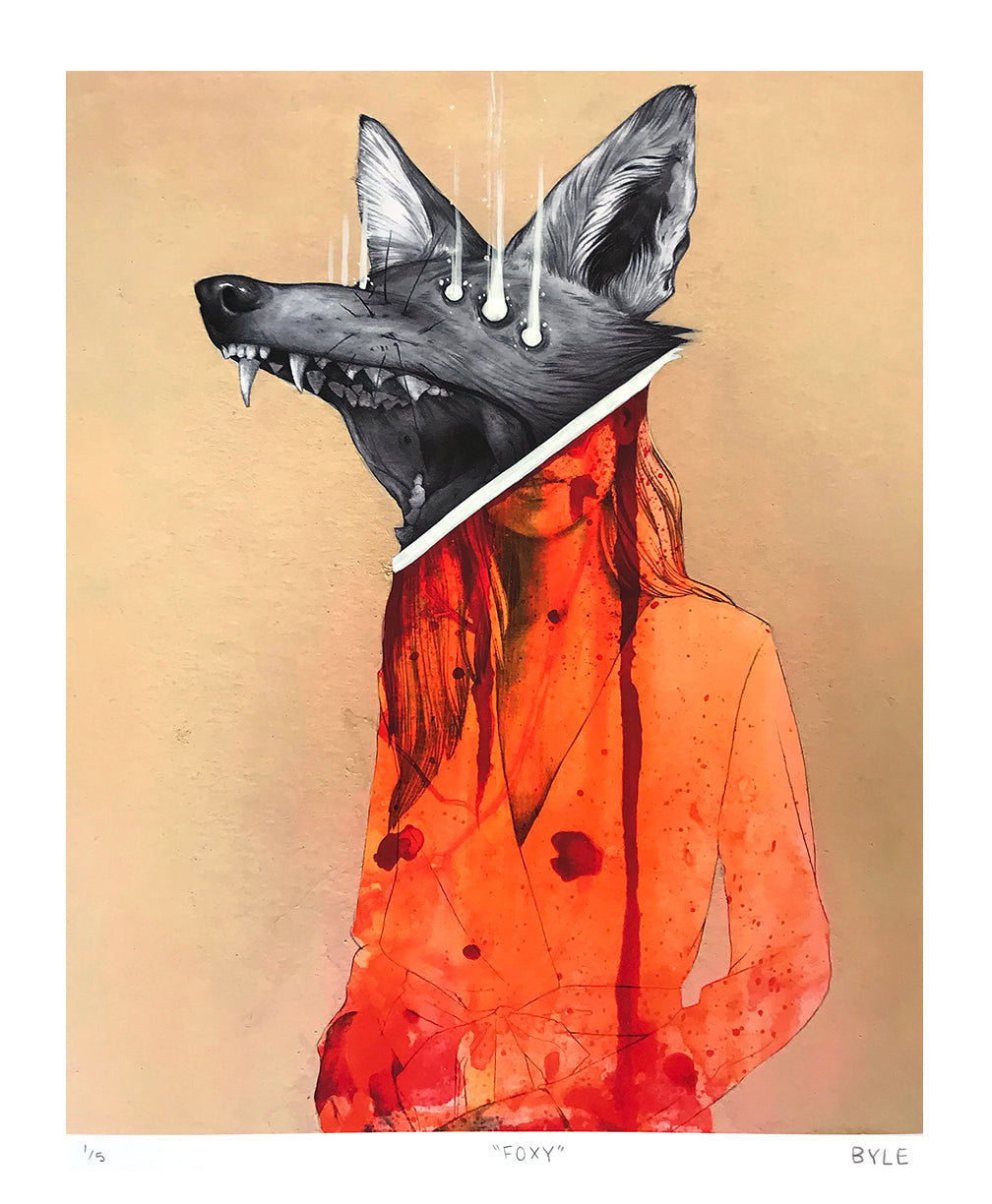 Matt Byle &quot;Foxy&quot; - Hand-Embellished Edition of 5 - 14 x 17&quot;