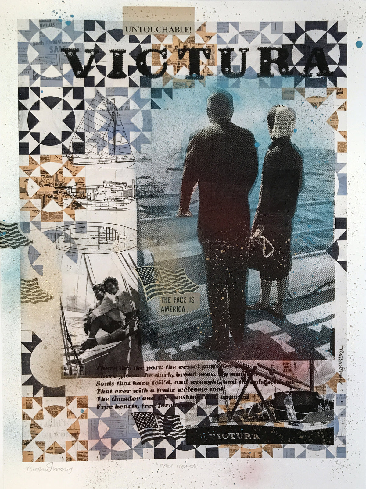 Robert Mars &quot;Free Hearts&quot; - Hand-Embellished Unique Print, #2/3