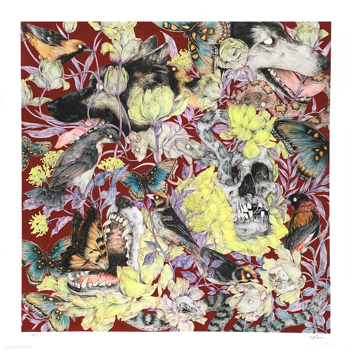 Fumi Mini Nakamura &quot;We Find No Vestige of a Beginning - No Prospect of an End&quot; - Hand-Embellished Variant, #2/3 (Blood) - 17 x 17&quot;