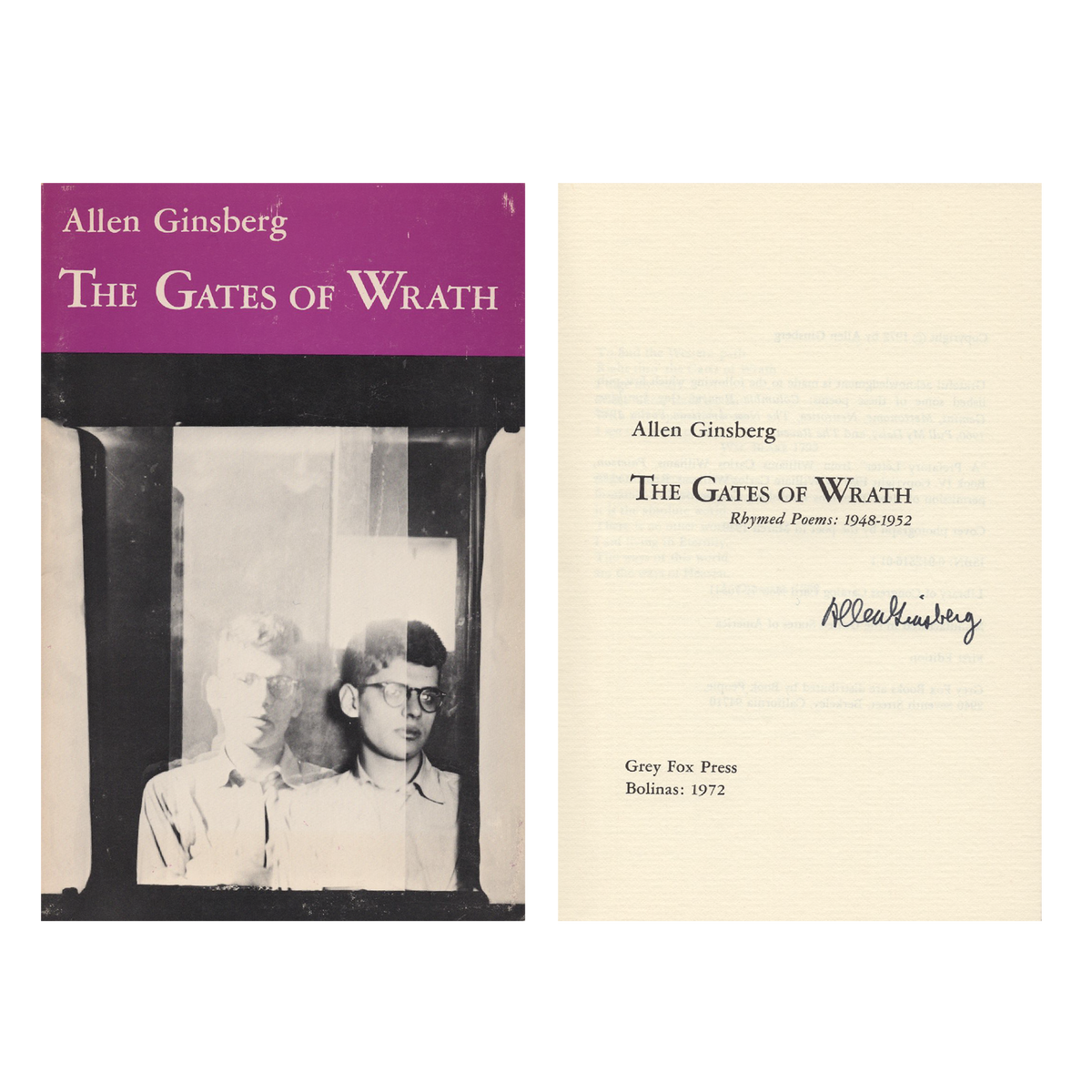 Allen Ginsberg - Signed &quot;The Gates of Wrath,&quot; First Edition, 1972