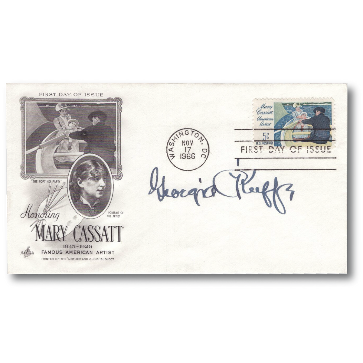 Georgia O&#39;Keeffe - Signed &quot;Mary Cassatt&quot; First Day Cover, 1966