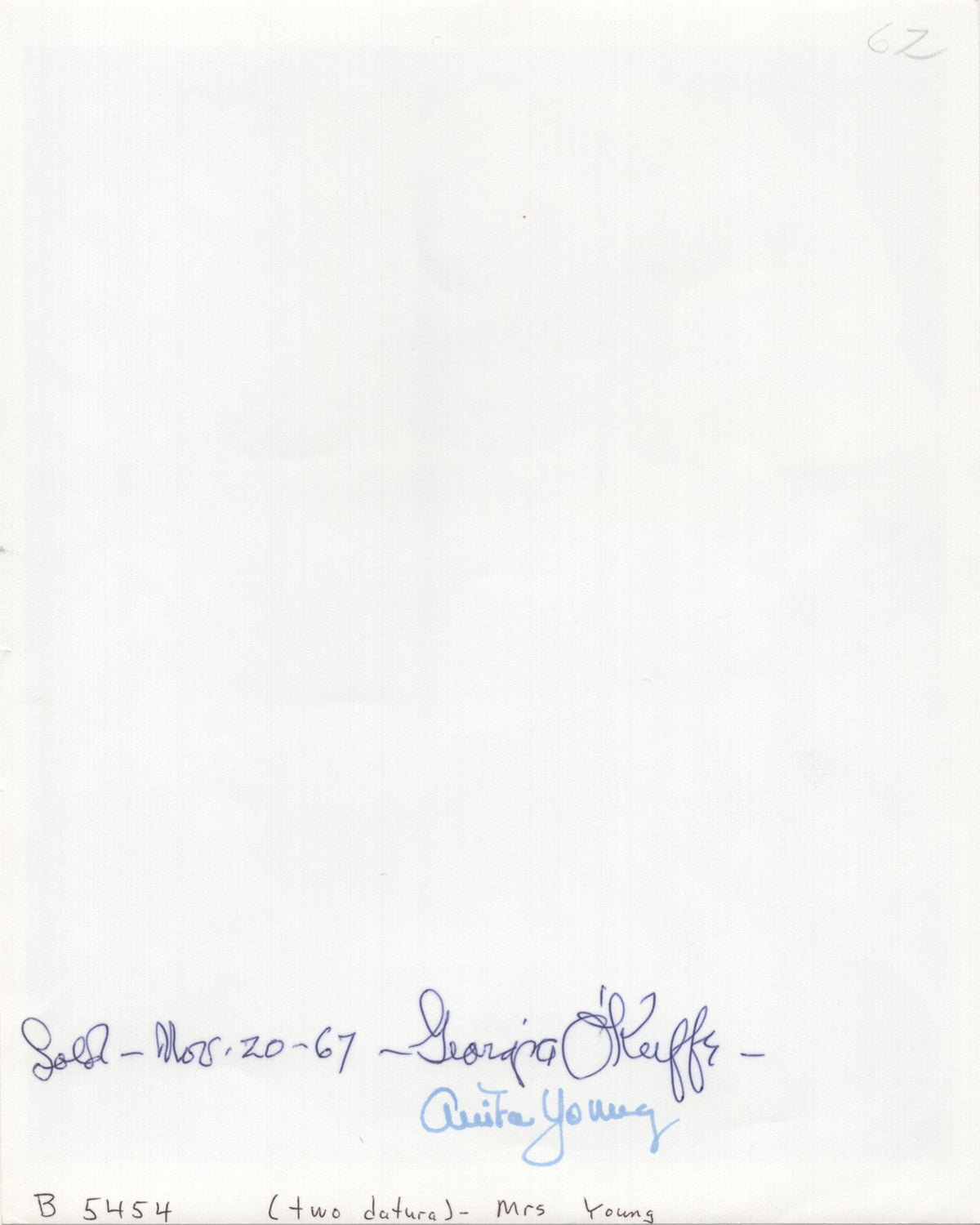 Georgia O&#39;Keeffe - &quot;To Datura&quot; - Signed 8x10 Photograph, 1967