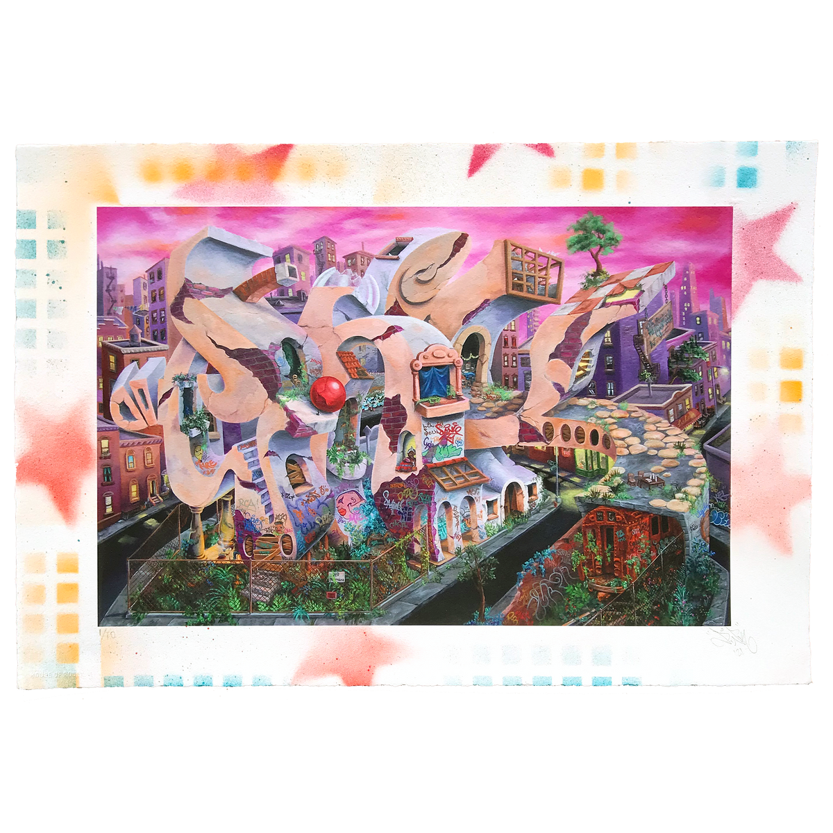 Lady Pink - &quot;Ghetto Pink&quot; - Hand-Embellished Edition of 10 - 13 x 19&quot;