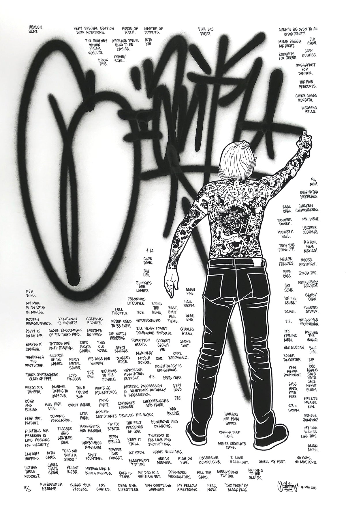 Mike Giant &quot;OG Tag&quot; - Hand-Tagged and Inscribed Unique Print, #5/5 - 24 x 36
