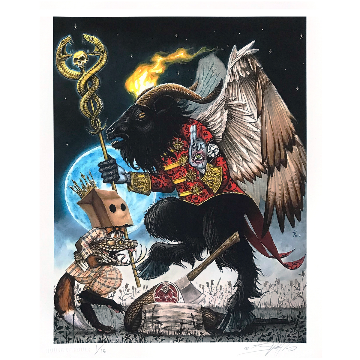 Joe Vollan - &quot;The Devil, the Ugly Fox and the Singing Snake Head&quot; - Archival Print, Limited Edition of 15 - 8 x 10&quot;