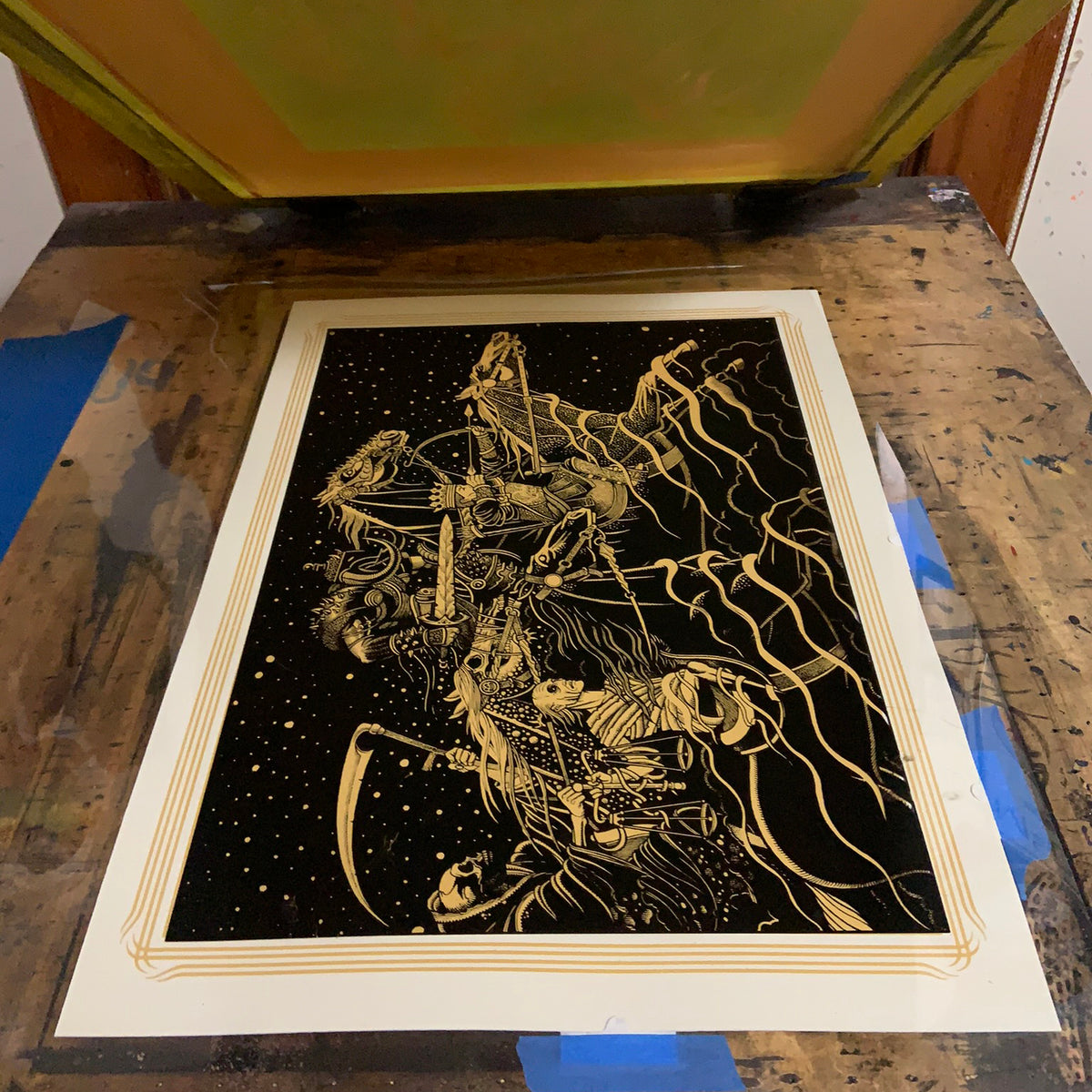 Florian Bertmer &quot;Four Horsemen (GOLD)&quot; - Screen Printed Edition of 40 - 18 x 24&quot;