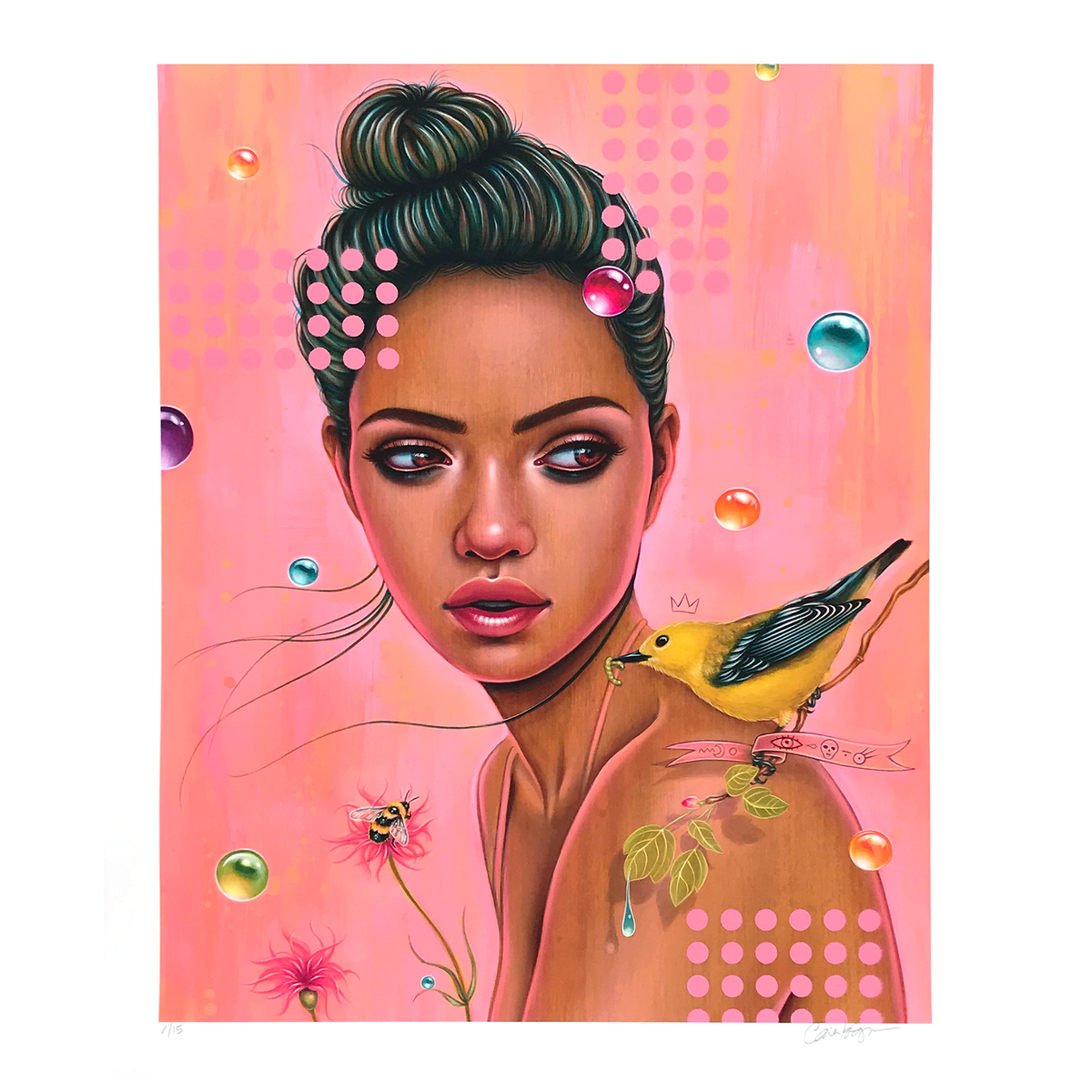 Caia Koopman &quot;Fern Goldfinch&quot; - Hand-Embellished Edition of 15 - 14 x 17&quot;