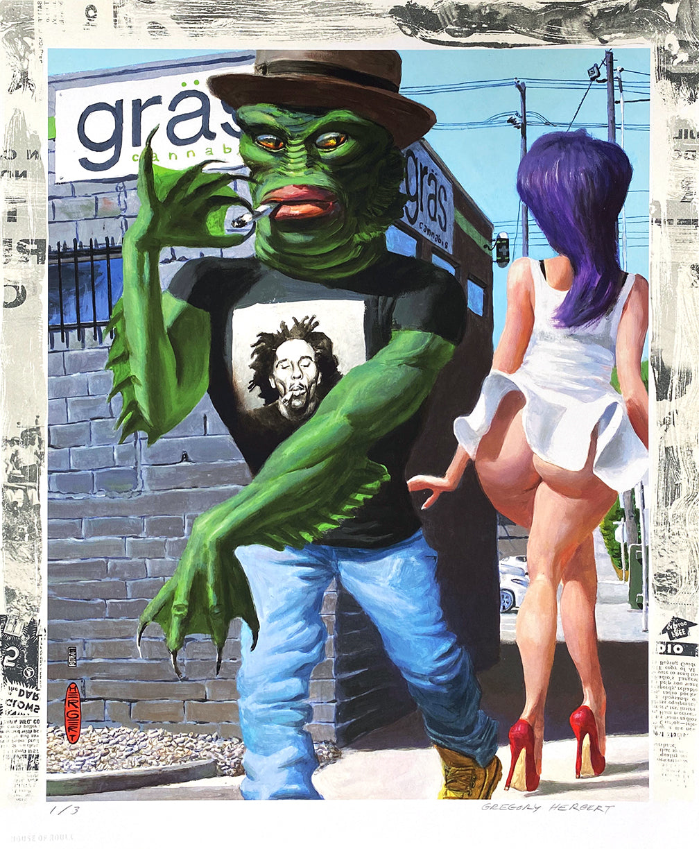 Gregory Hergert &quot;Gras&quot; - Hand-Embellished Variant, 1 of 3 - 14 x 17&quot;