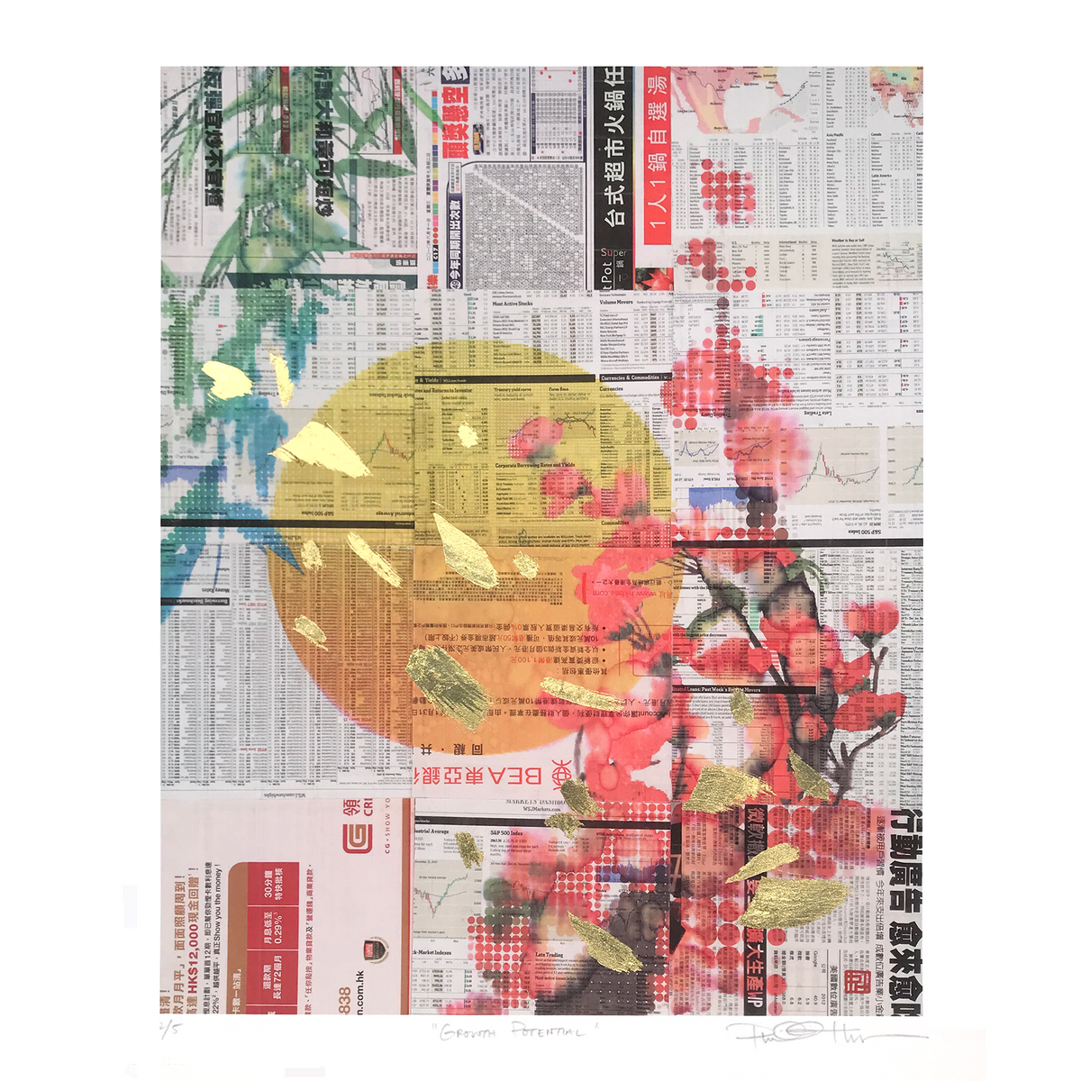 Phillip Hua &quot;Growth Potential&quot; - Hand-Embellished Edition of 5 - 14 x 17&quot;