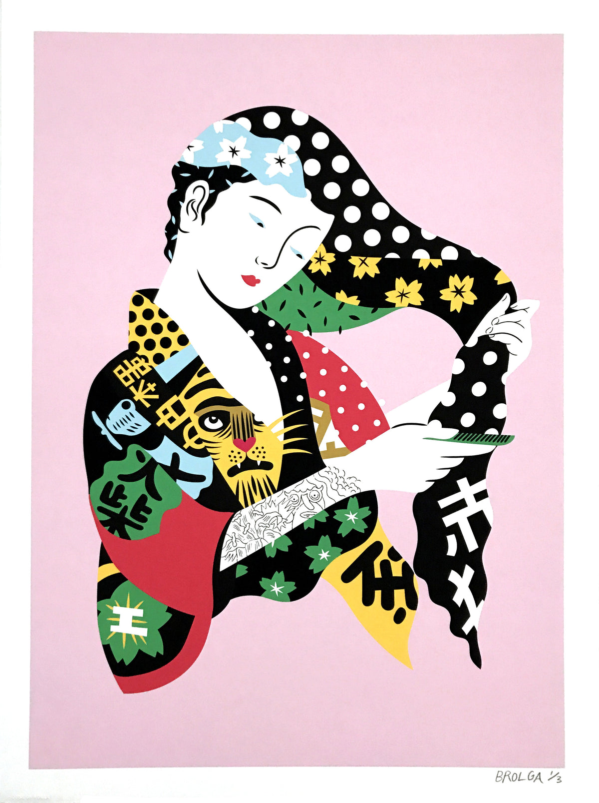 Brolga &quot;Pop Geisha&quot; - Hand-Embellished Unique Print, #1/3 - 18 x 24