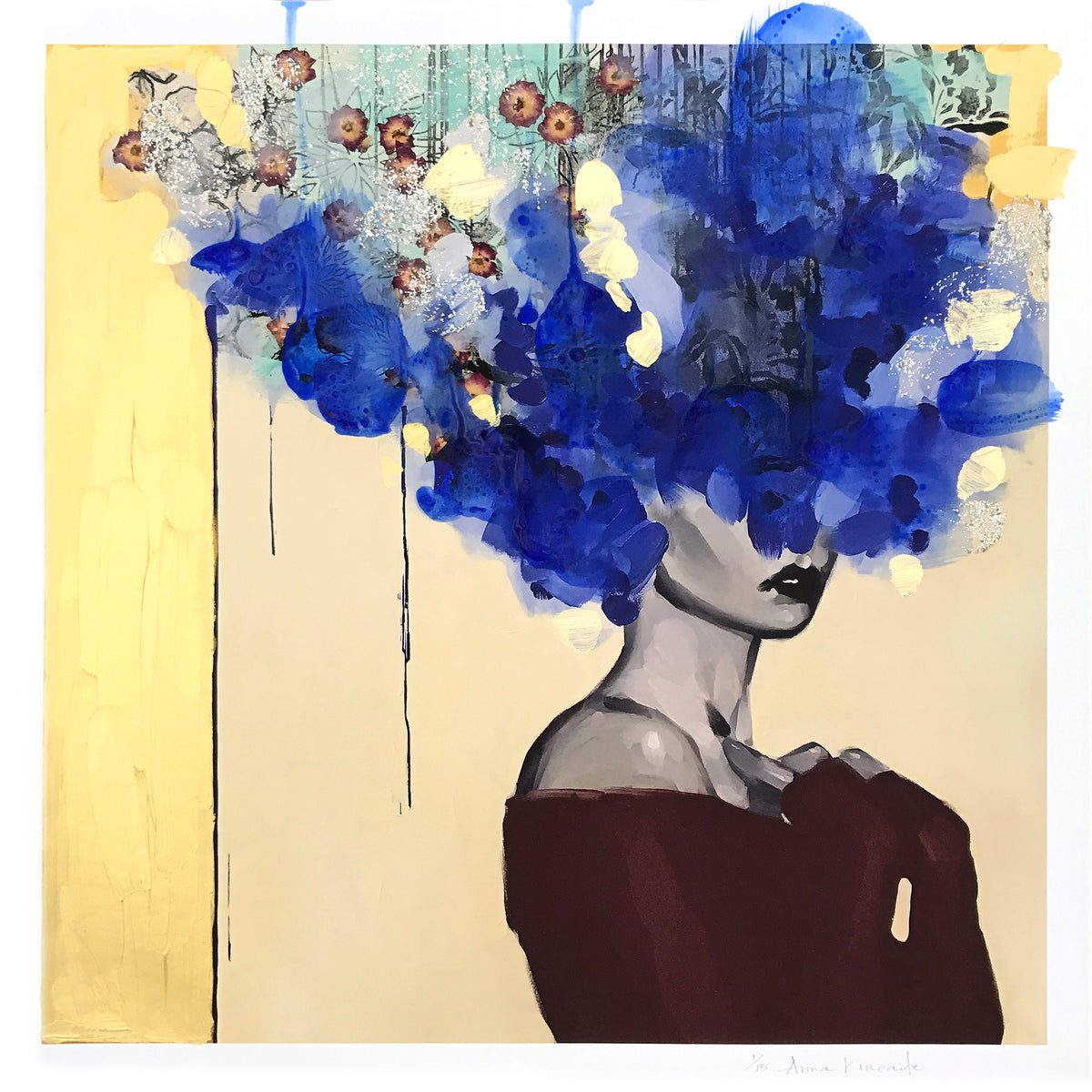 Anna Kincaide &quot;Sharing Secrets&quot; - Hand-Embellished Unique Print, Edition of 15 - 24 x 24&quot;