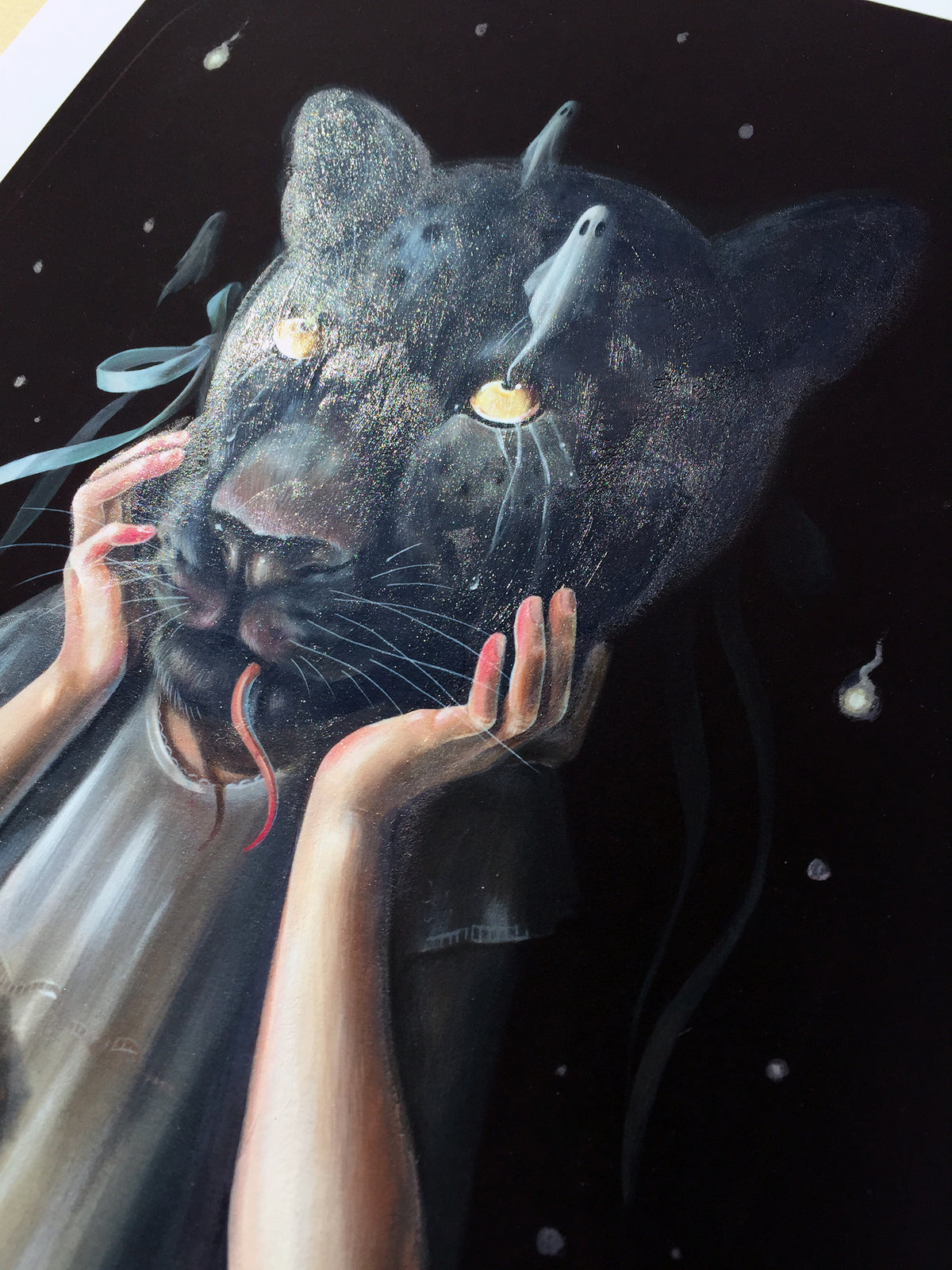 Hanna Jaeun &quot;In Hidden Places&quot; - Hand-Embellished Unique Print, #2/3 - 12 x 24&quot;