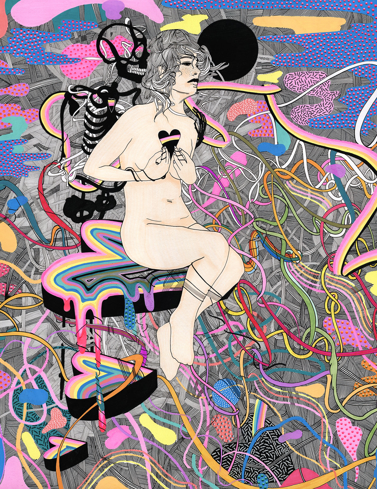 Cassidy Rae Marietta &quot;Heartstrings&quot; - Original Mixed Media on Paper - 19 x 24&quot;