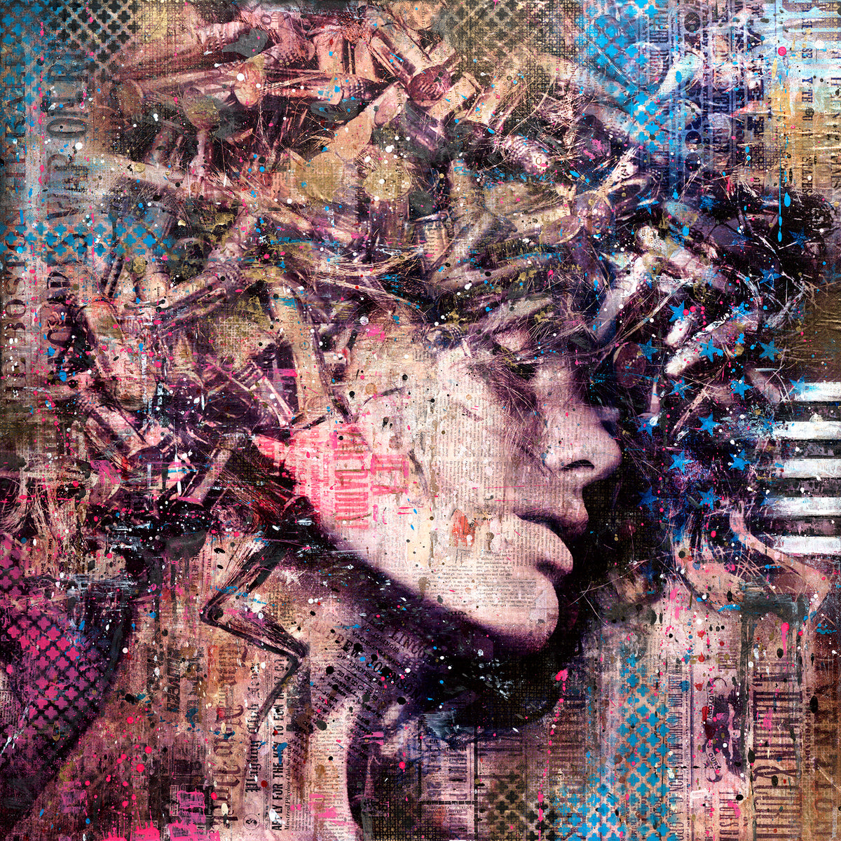 Markus Sebastiano &quot;She II&quot; - Original Mixed Media Work - 32 x 32 x 1.5&quot;