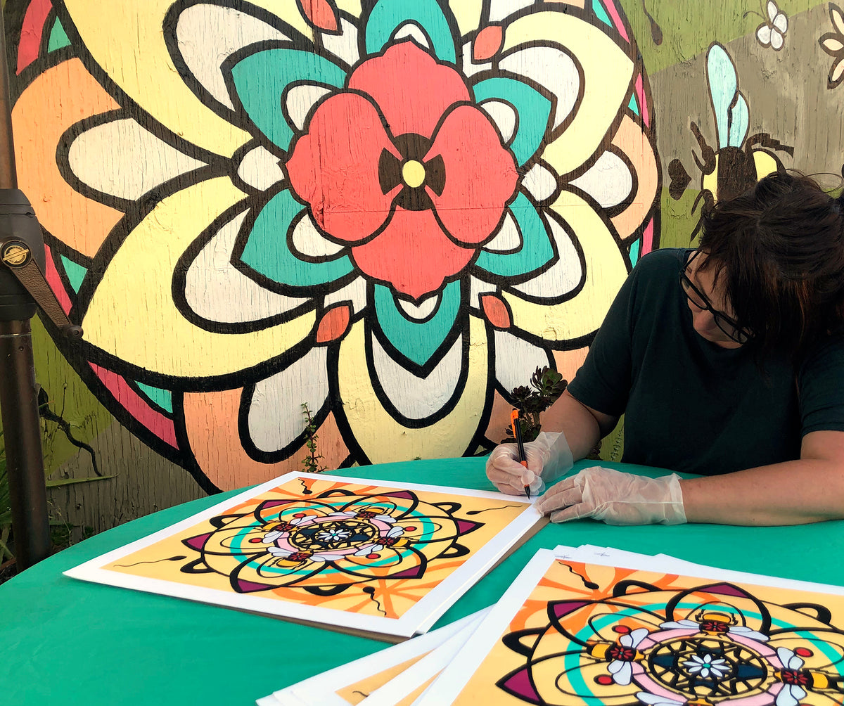 olive47 &quot;Yellow Bees #2&quot; - Archival Print, Limited Edition of 12 - 17 x 17&quot;