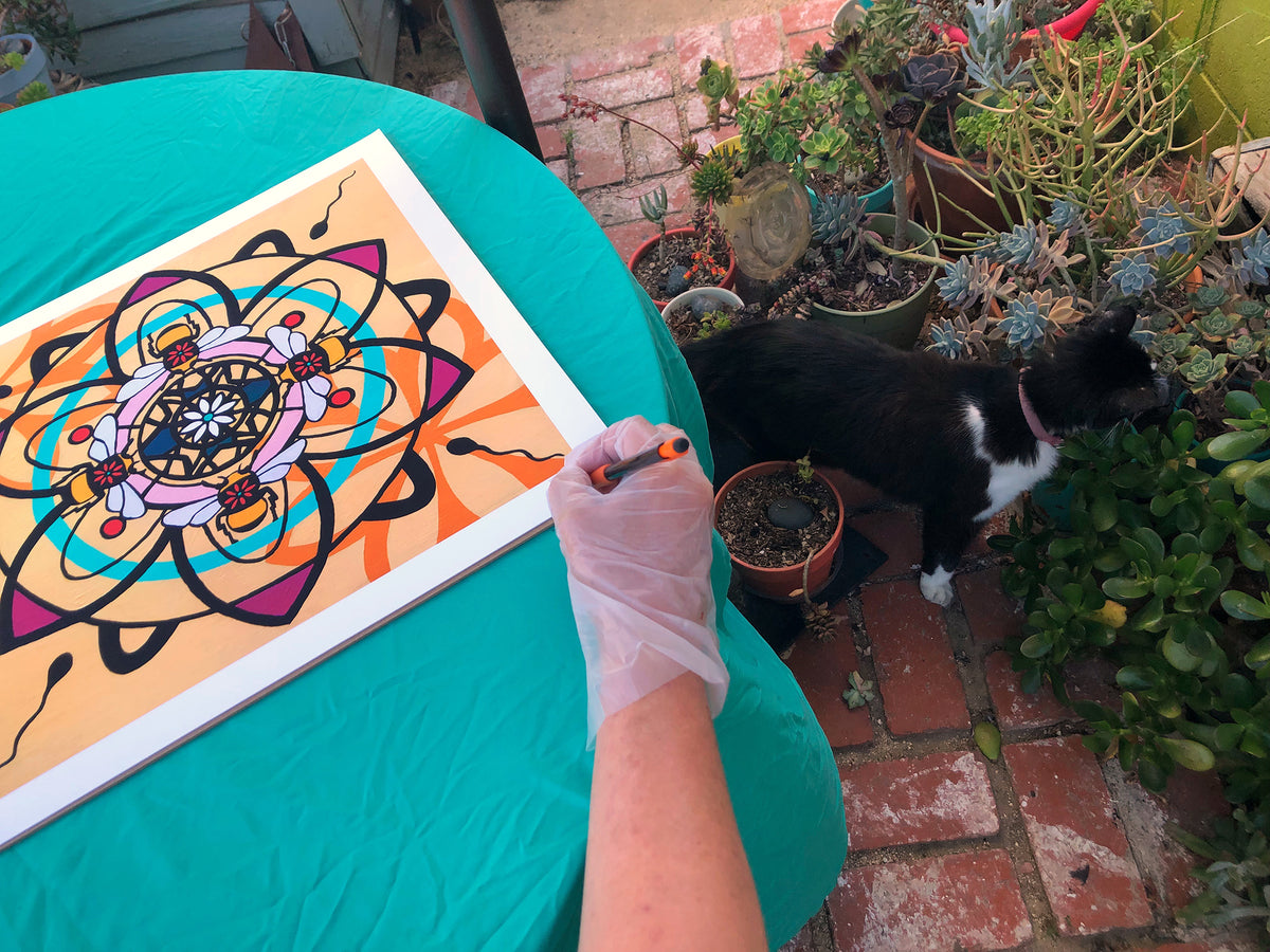 olive47 &quot;Yellow Bees #2&quot; - Archival Print, Limited Edition of 12 - 17 x 17&quot;