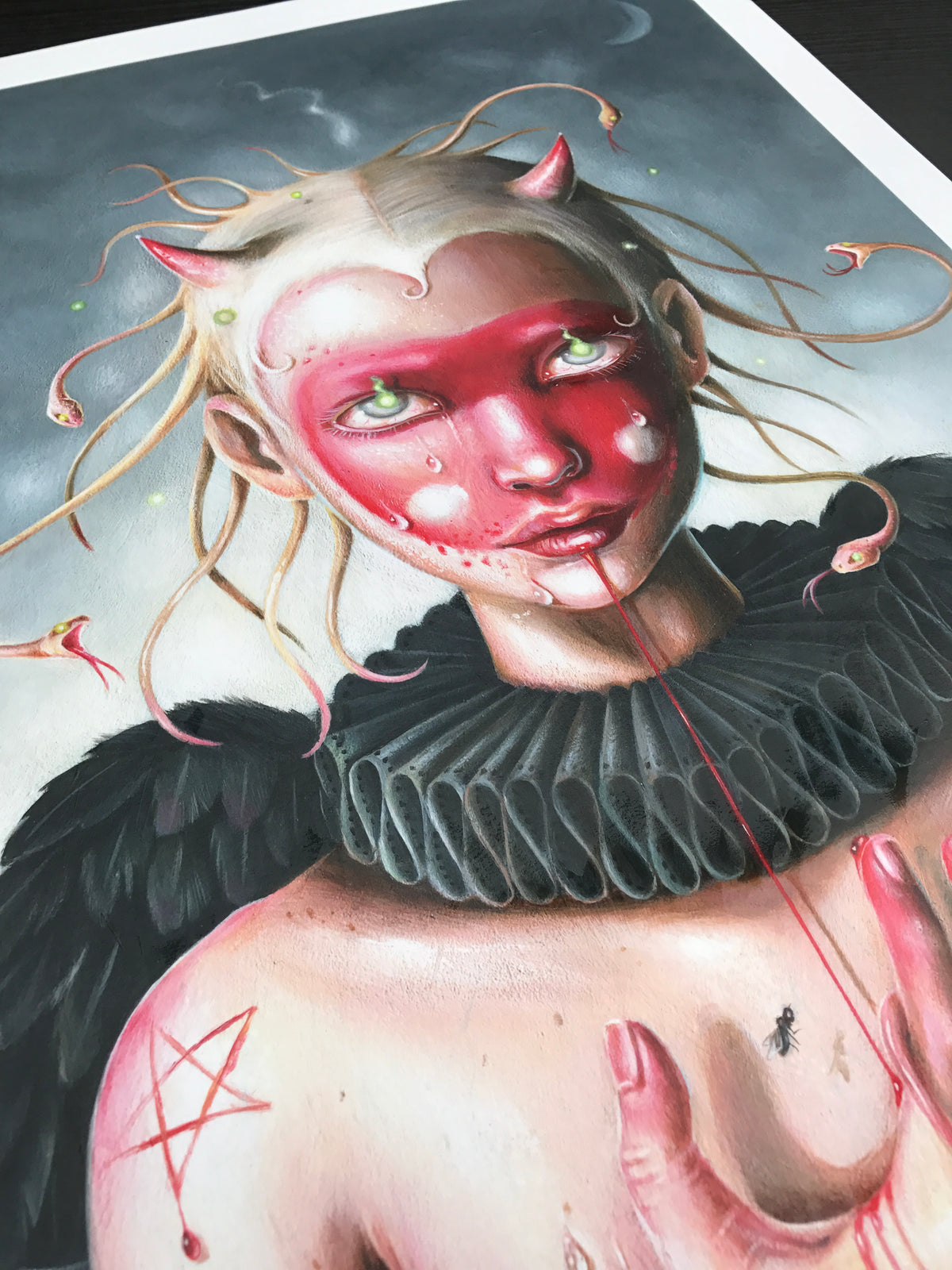 Hanna Jaeun &quot;Petite Diablesse&quot; - Hand-Embellished Unique Print, #2/3 - 18 x 24&quot;