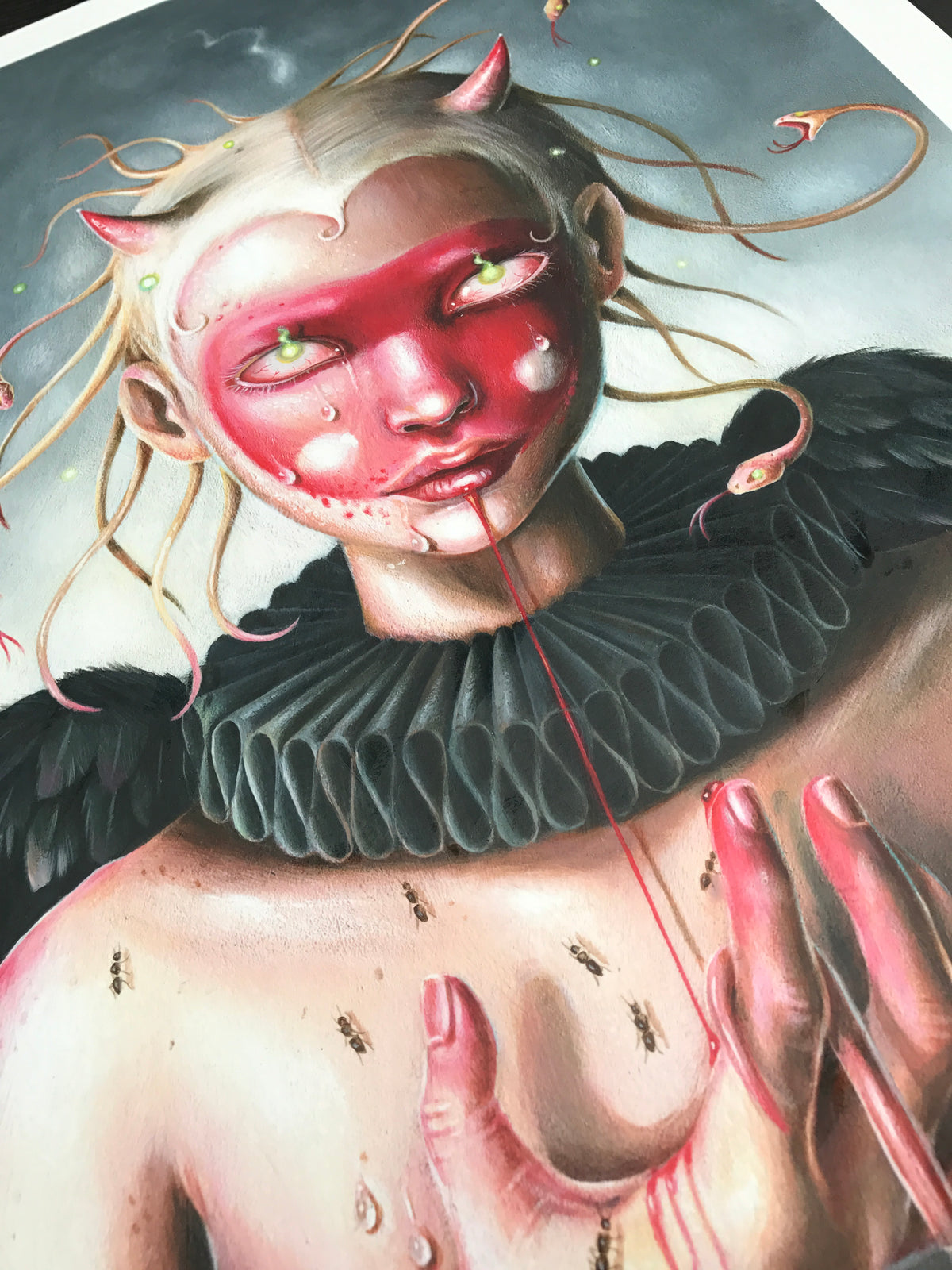 Hanna Jaeun &quot;Petite Diablesse&quot; - Hand-Embellished Unique Print, #3/3 - 18 x 24&quot;