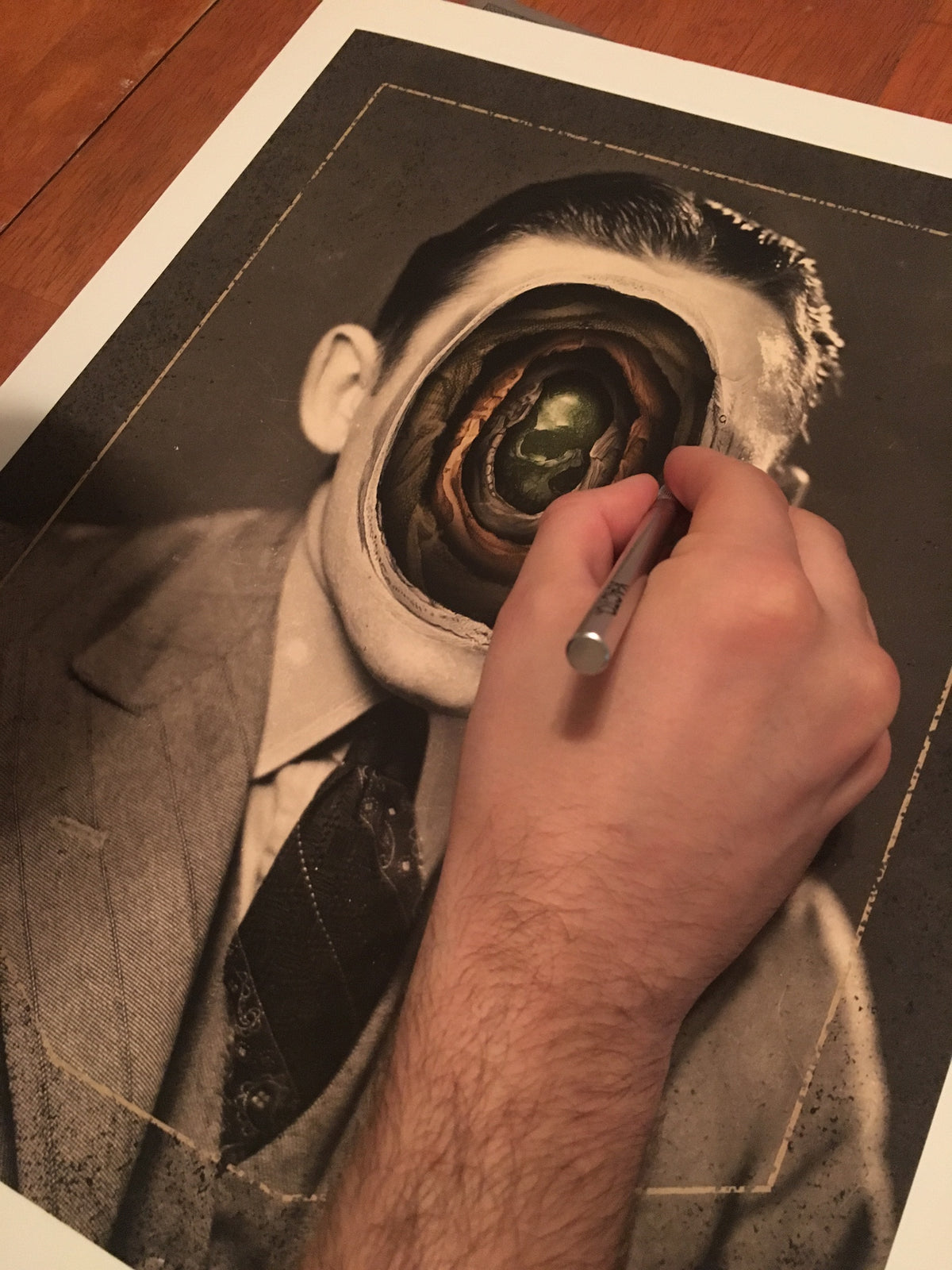 Alex Eckman-Lawn &quot;Tunnel VII&quot; - Hand-Cut Paper Collage in Frame - 16 x 19 x 1.75&quot;