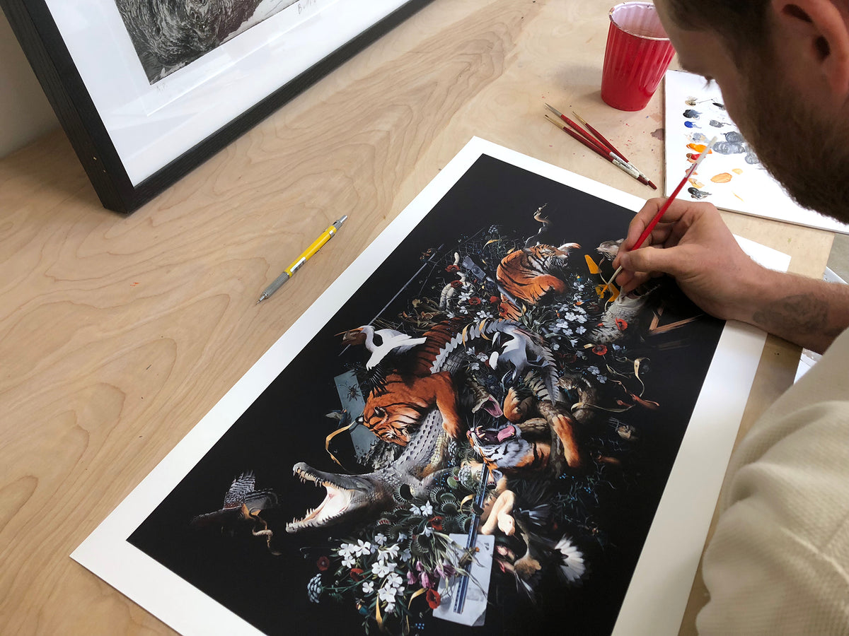 Jake Messing &quot;Beasts and Beauty&quot; - Hand-Embellished Variant, #3/3 - 15 x 24&quot;