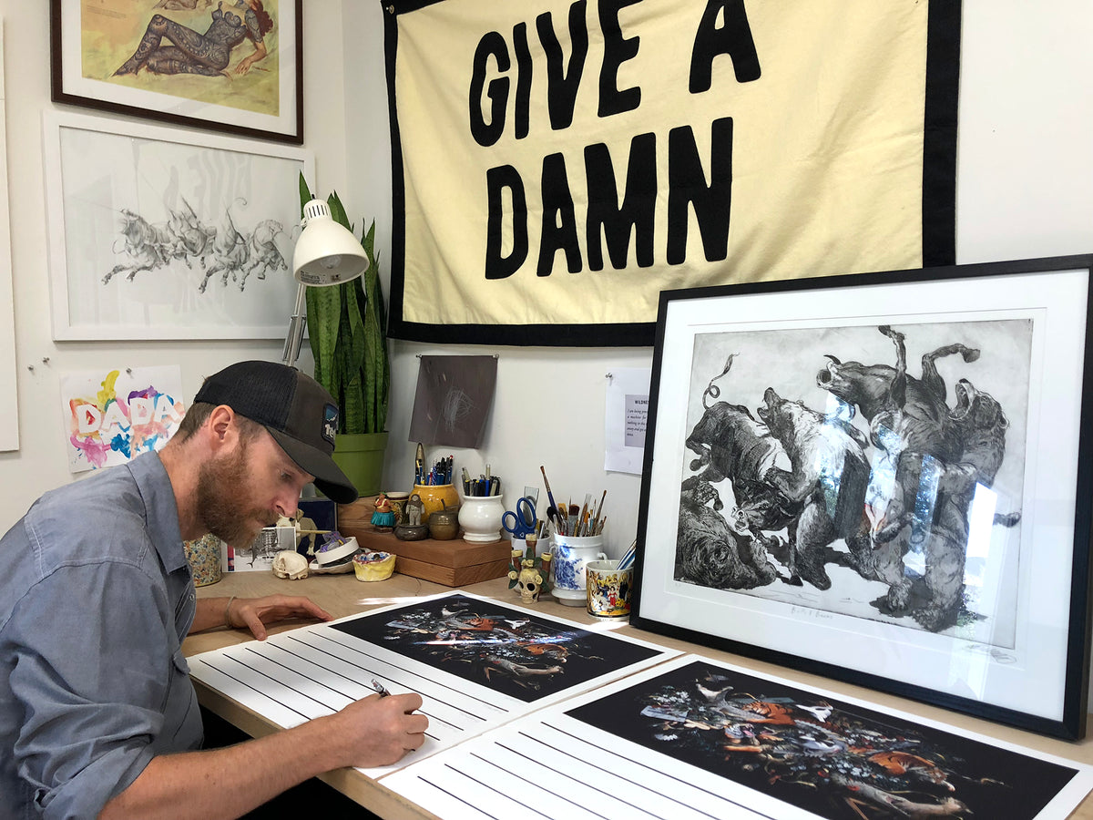 Jake Messing &quot;Beasts and Beauty&quot; - Hand-Embellished Variant, #3/3 - 15 x 24&quot;