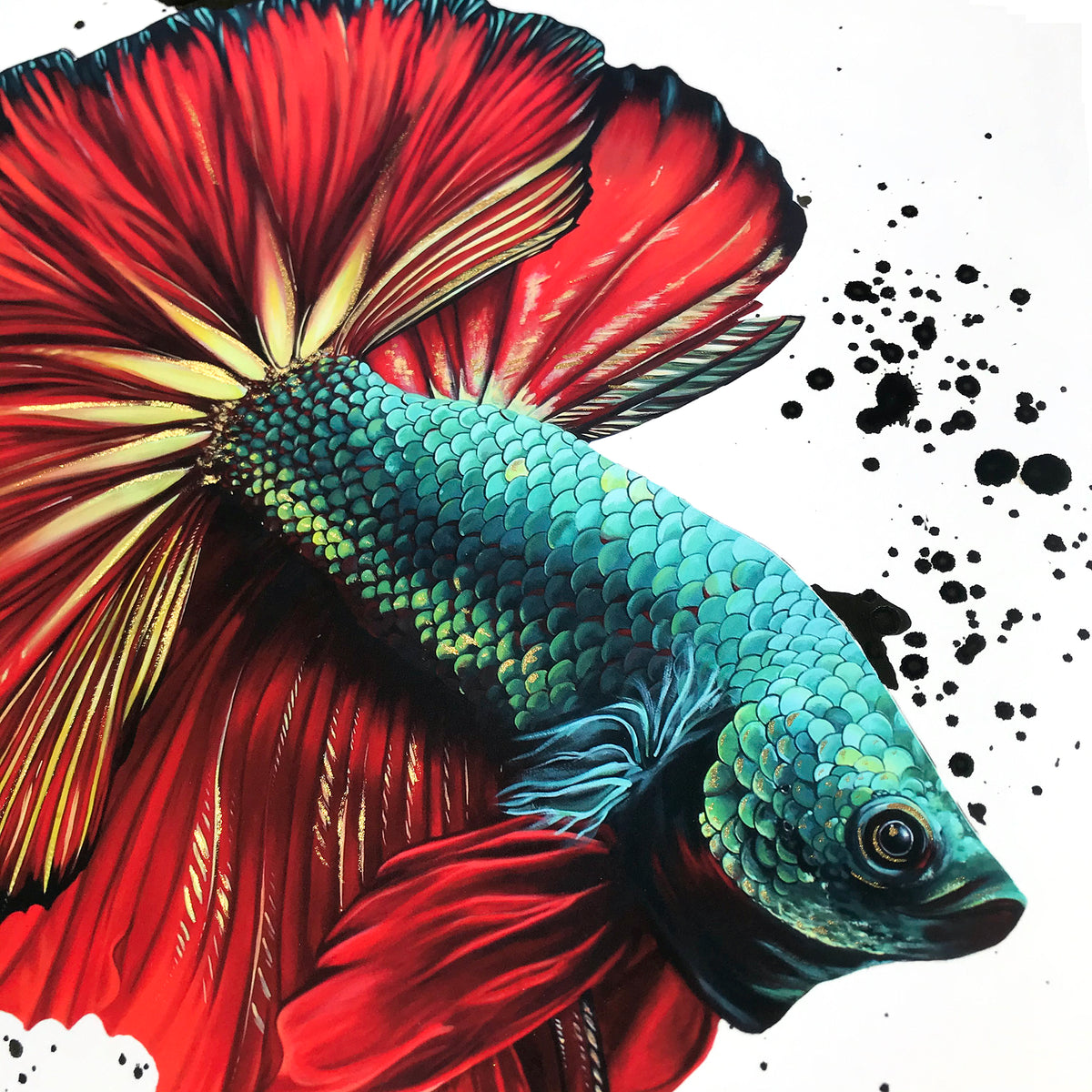 Sophy Tuttle - &quot;Floating Fish 2&quot; - Hand-Embellished Edition of 3 - 12 x 12&quot;