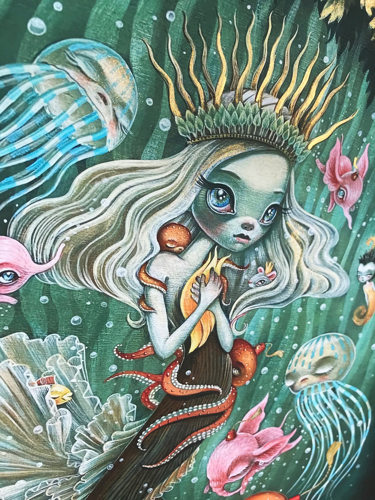 Laura Colors &quot;Sea Forest Siren&quot; - Hand-Embellished Edition of 10 - 17 x 20&quot;